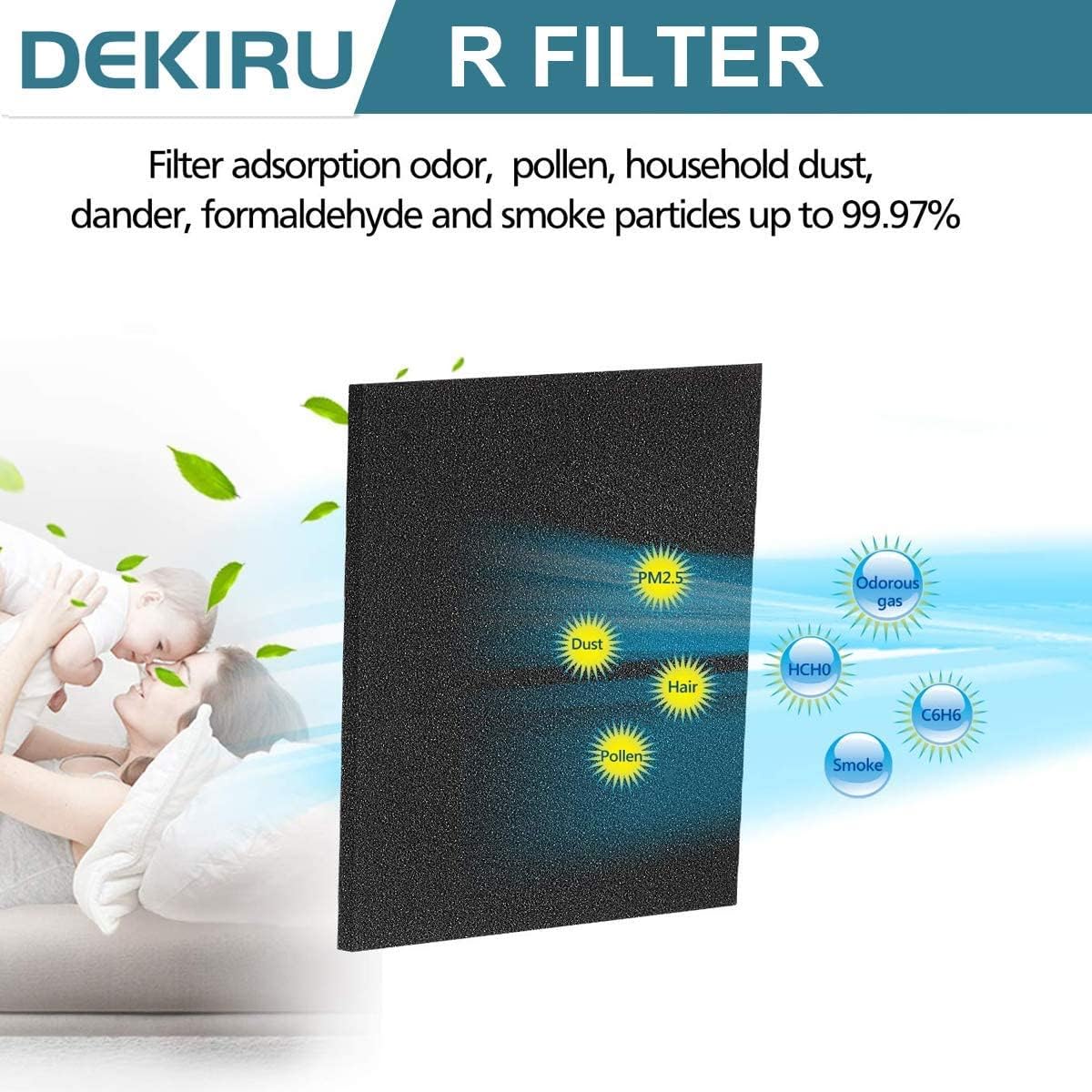 Dekiru Carbon Activated Filter Precut for HPA300 Prefilter Compatible with Honeywell Air Purifier Filter Replacement, Fit for Easy Installation Advanced Filters (6 Pack)
