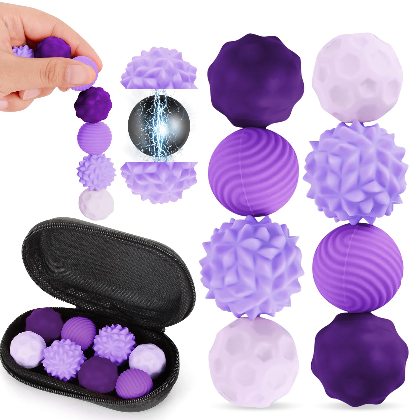 8 Stück Magnetische Fidget Toys, VICTERR Magnetische Sensorik Bälle, Anti-Stress Spielzeug aus Silikon, Fidget Bälle Magnetspiele Anti-Stress Spielzeug für Erwachsene Kinder Stressabbau Lila