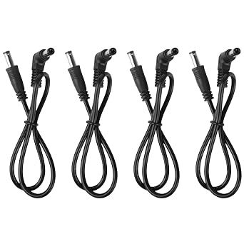Guitar Pedal Power Cable, 4 Pack 9V/12V/18V DC Power Cord, 23in | 60cm Power DC Cord, Shielding Noise Free Type Power Cable, DC Plug Size Of 5.5x2.1mm, Suitable For Most Guitar Effect Pedals