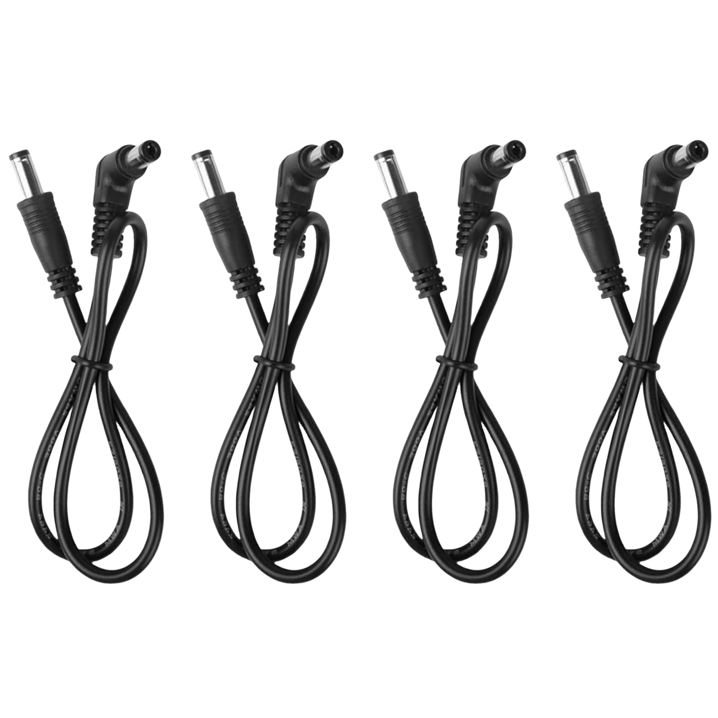 4 Pack Guitar Pedal Power Supply DC Cable 60CM Male to Male Black for Guitar Effect Pedal
