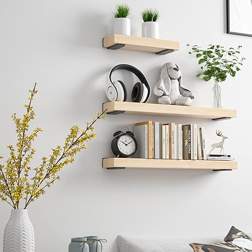 Miniatura 6 de Paquete de 6 soportes flotantes para estantes de 4 pulgadas, soportes ocultos en L resistentes, soportes de estante industriales rústicos con