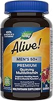 Vista 1 de Nature's Way Alive! - Gomitas de alta calidad para hombre, 15 vitaminas y minerales, gomitas con sabor a uva, naranja y cereza, 75 gomitas