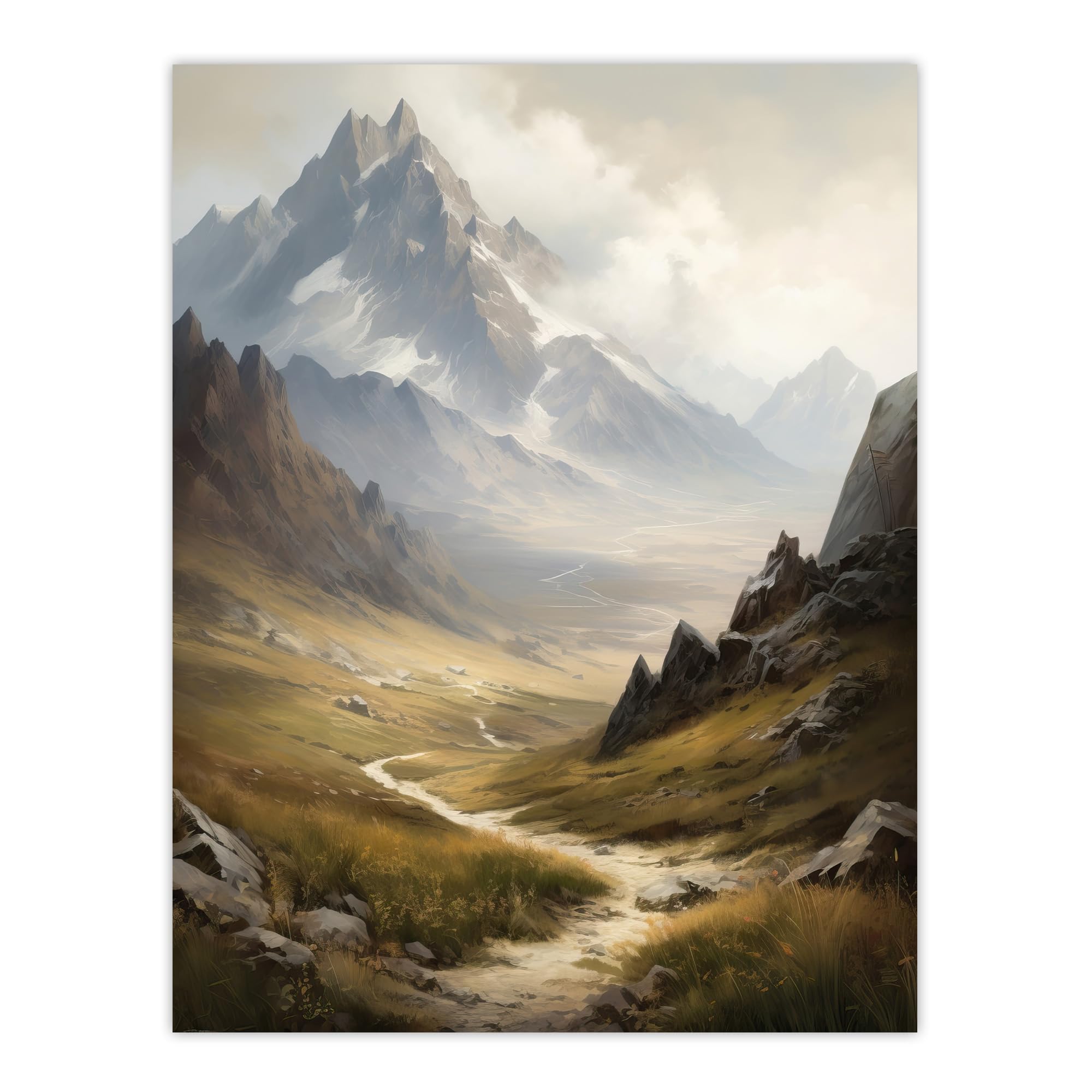 Artery8 The Alps Path Switzerland Mountains A Panoramic Landscape Painting Large Wall Art Poster Print Thick Paper 18X24 Inch