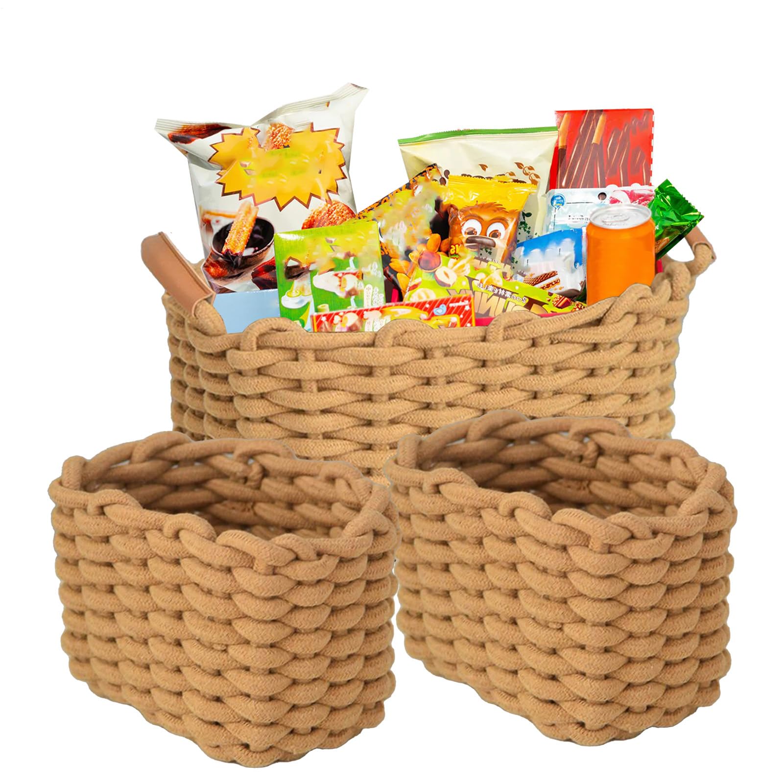 Panier de rangement en corde de coton pour organiser les jouets d'enfants
