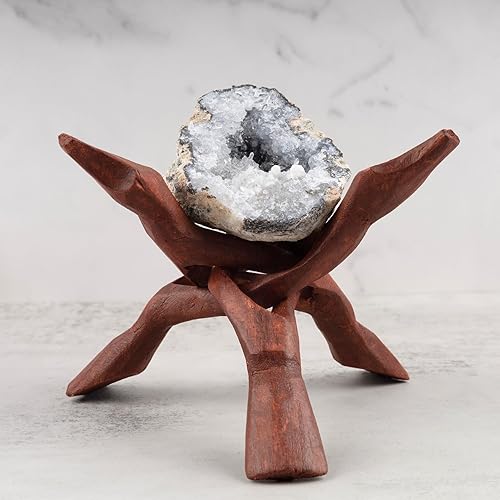 Miniatura 5 de Wish Well Soporte de trípode de madera extra grande de 8 pulgadas, soporte de decoración de habitación tallado a mano, ideal para concha de abulón,