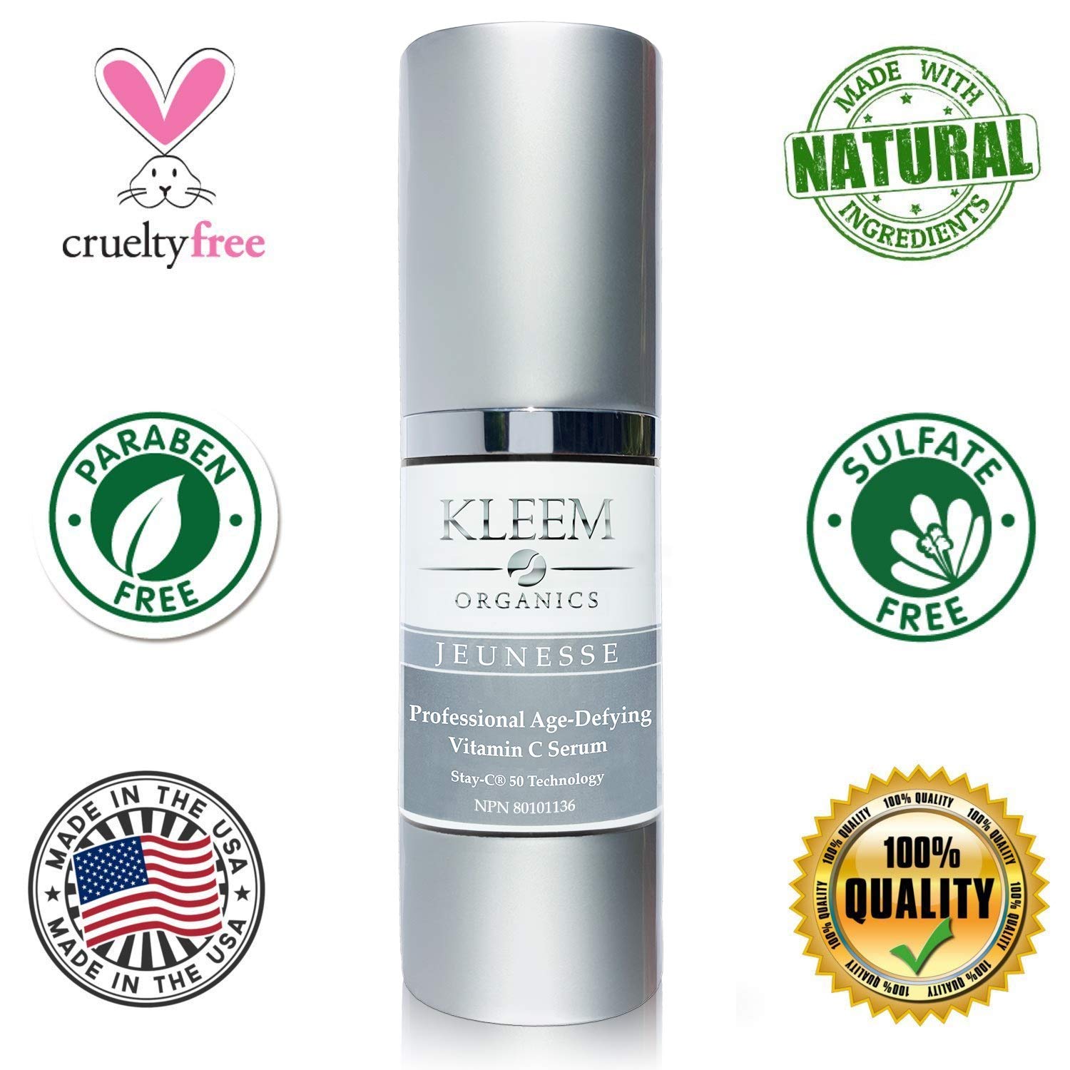 Kleem Organics Vitamin C Serum for Face with Hyaluronic Acid & Vitamin