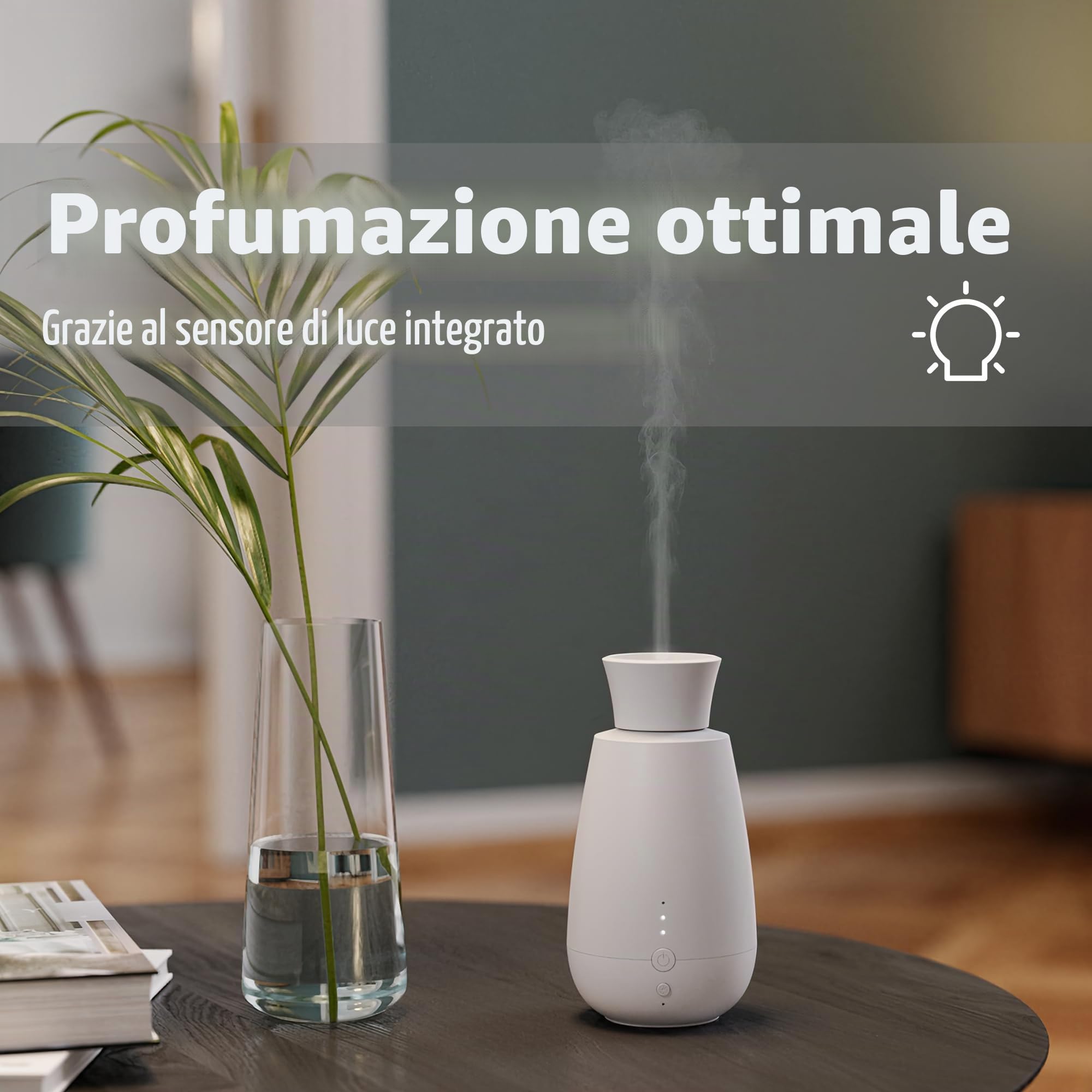 Stadler Form diffusore di aromi Ella, sistema di nebulizzazione intelligente dell'olio essenziale, senza acqua, senza calore, odore intenso, senza fili, sensore di luce, facile da usare, bianco