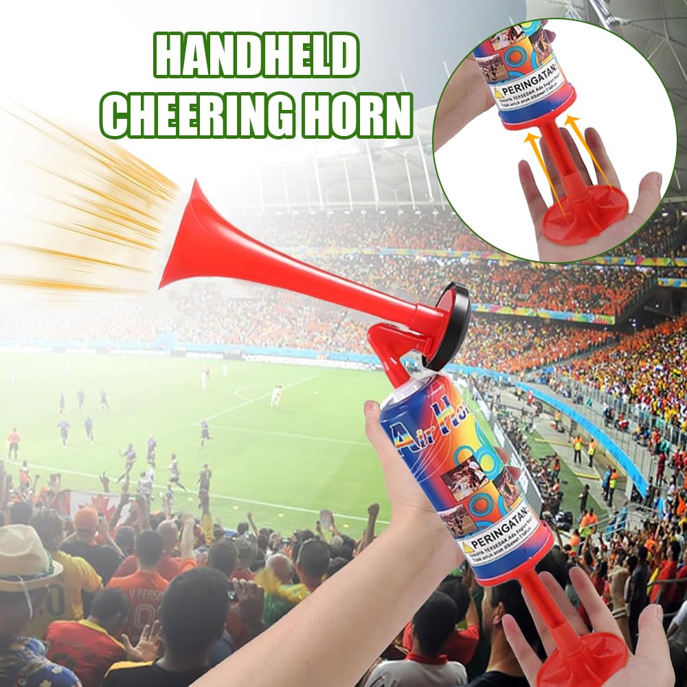 28CM Tromba da Stadio,2Pezzi Trombetta da Stadio Forte,Corno da Stadio,Handheld Fanfare Air Horn Estremamente Forte,Tromba ad Aria Compressa per Feste,Partite Calcio,Eventi Sportivi Rosso Blu
