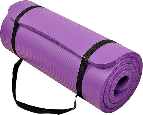 Fitvids - Tapete de yoga de 1 pulgada extra grueso de alta densidad con superficie antideslizante y correa de transporte para hombres y mujeres,