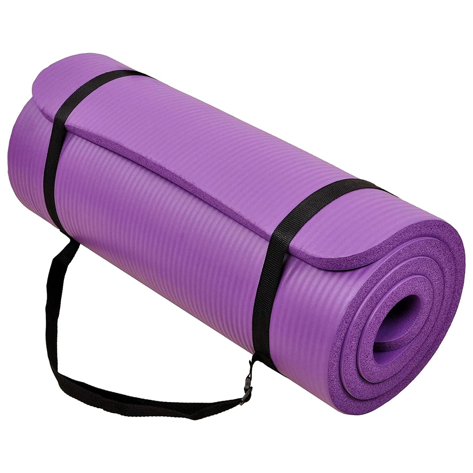 BalanceFrom Yoga Mat 1 Inch Extra Thick, Exercise Mat with Carrying Strap for Home Workout High Density Anti-Tear Non-slip Workout Pilates Gym Mats for Women Men Outdoor Training, Multiple Colors