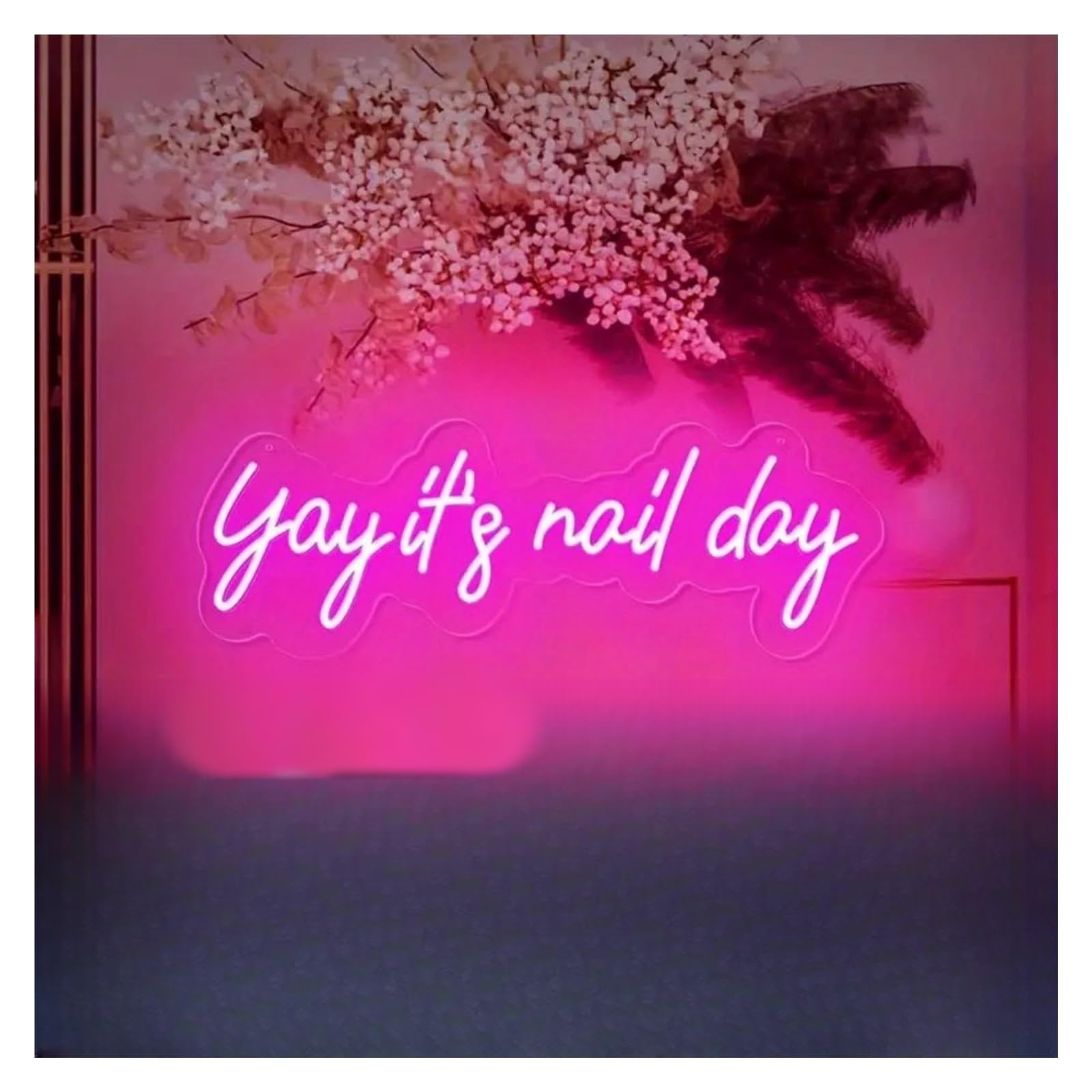 Scritta luminosa Decorazione Da Parete Neon Yay It's Nail Day, Decorazione Per Nail Art Rosa Da Salone, Accessori Neon Per Ragazze 50.8x17.7cm