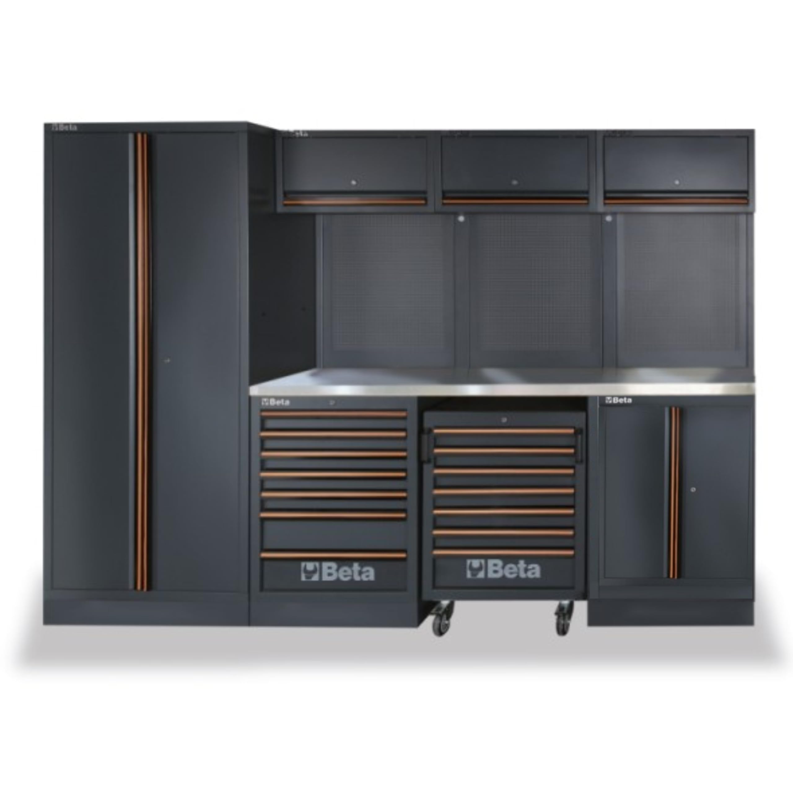 Beta C45PROX+MA Garage Tool Storage Cabinet System, Stainless Steel Coated Worktop 116.34