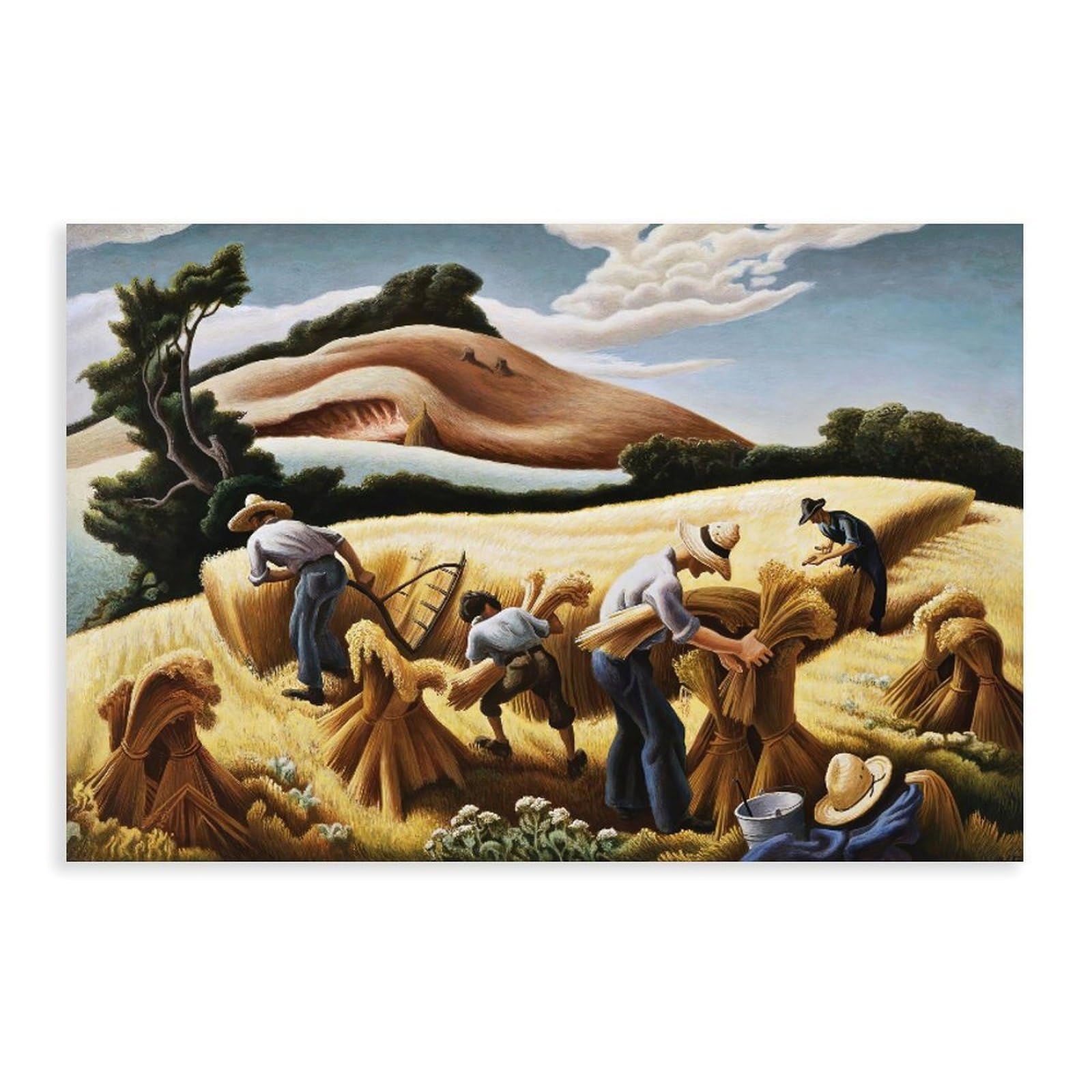 DFJyjFGJJ Thomas Hart Benton - Cradling Wheat Wall Decoration Poster Family Bar Restaurant Garage Cafe Art Sign Gift 24" L X 36" W