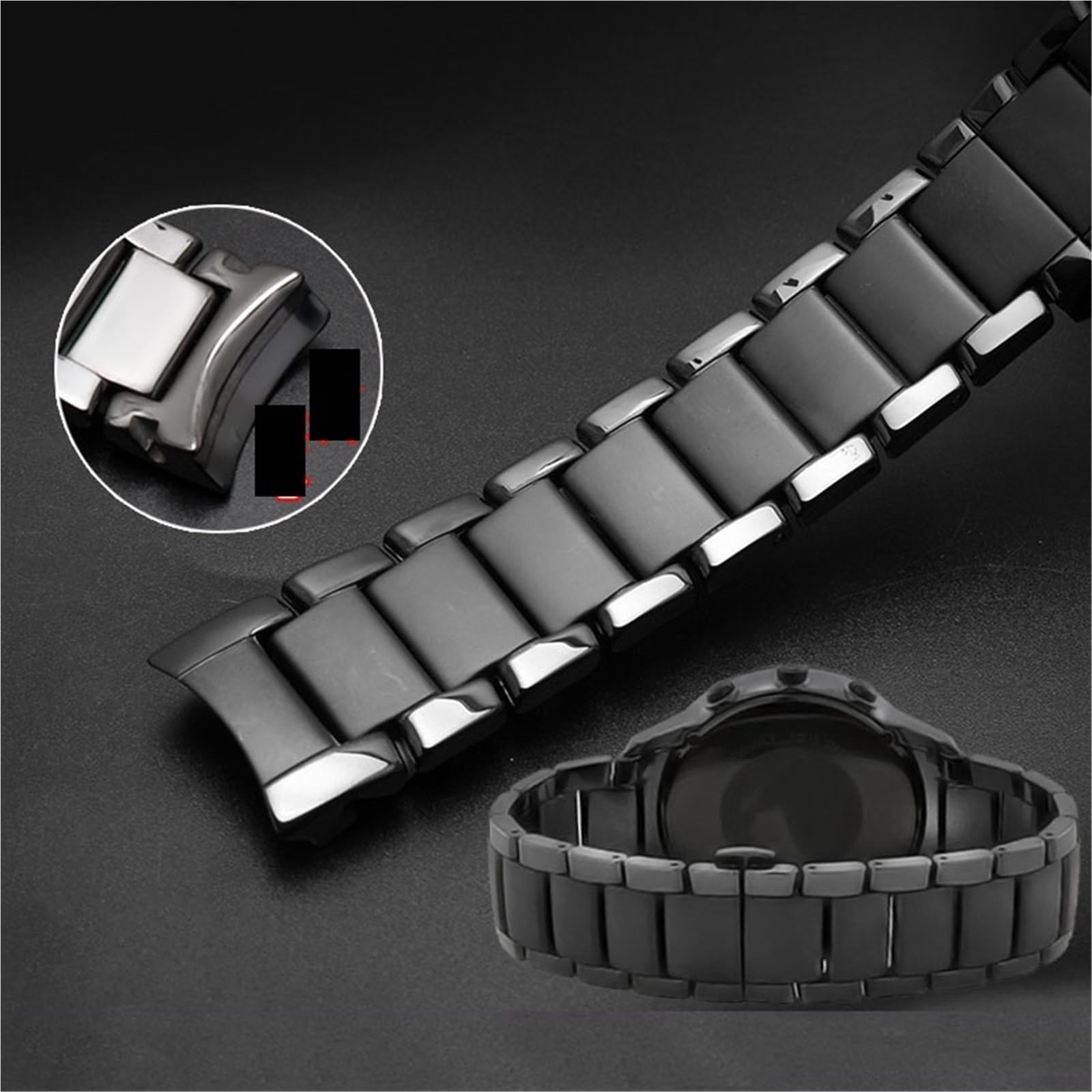 Correa de reloj de metal de cerámica Correa de reloj de liberación rápida 22 mm, 24 mm Pulsera de repuesto universal for hombres y mujeres Accesorios for relojes inteligentes