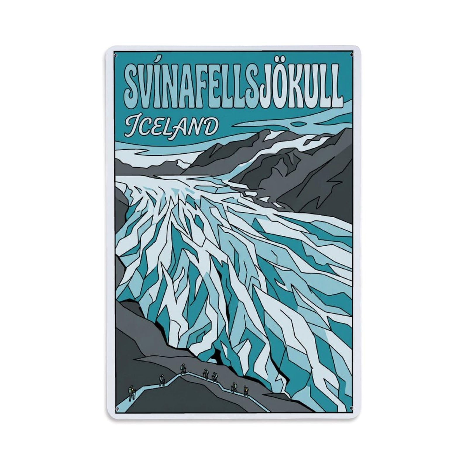 Gead 8X12inch Style Vintage Travel Svinafellsjokull Iceland Metal Tin Sign