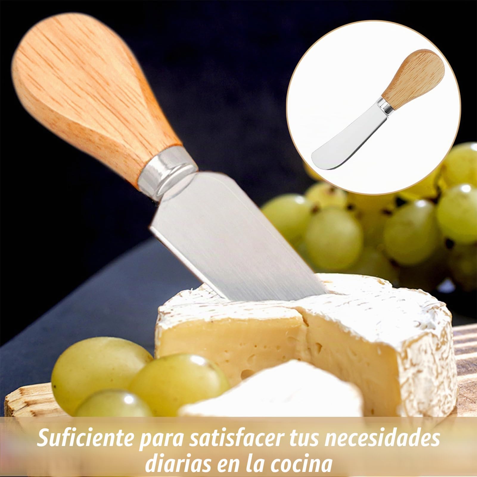Pcsfoe Cuchillos de Mantequilla de Acero Inoxidable - Set de 6 Cuchillos para Mesa, Queso y Utensilios de Cocina