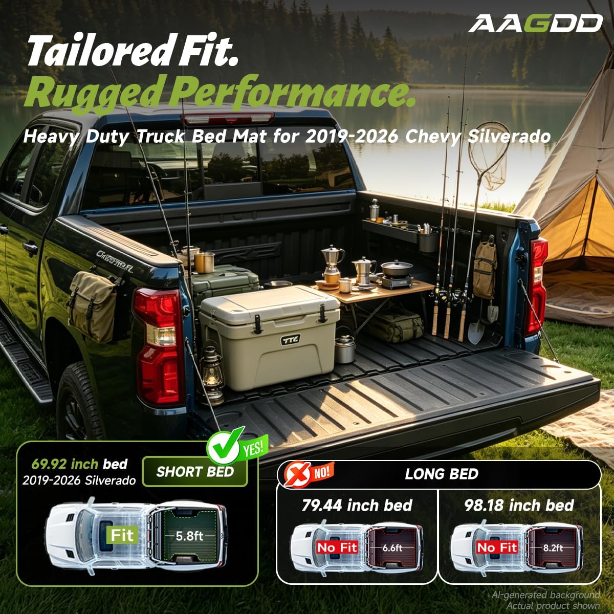 Truck Bed Mat for 2019-2026 Chevy Silverado 1500 & GMC Sierra 1500