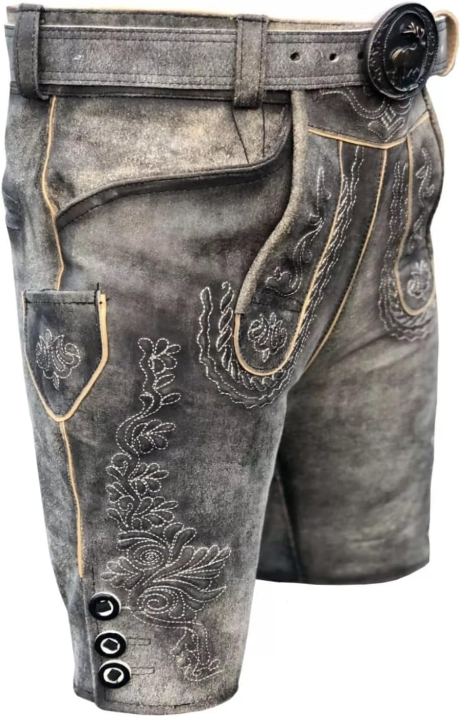 Dretaild Trachtenhose Deluxe Lederhose kurz Premium für Herren Bockleder