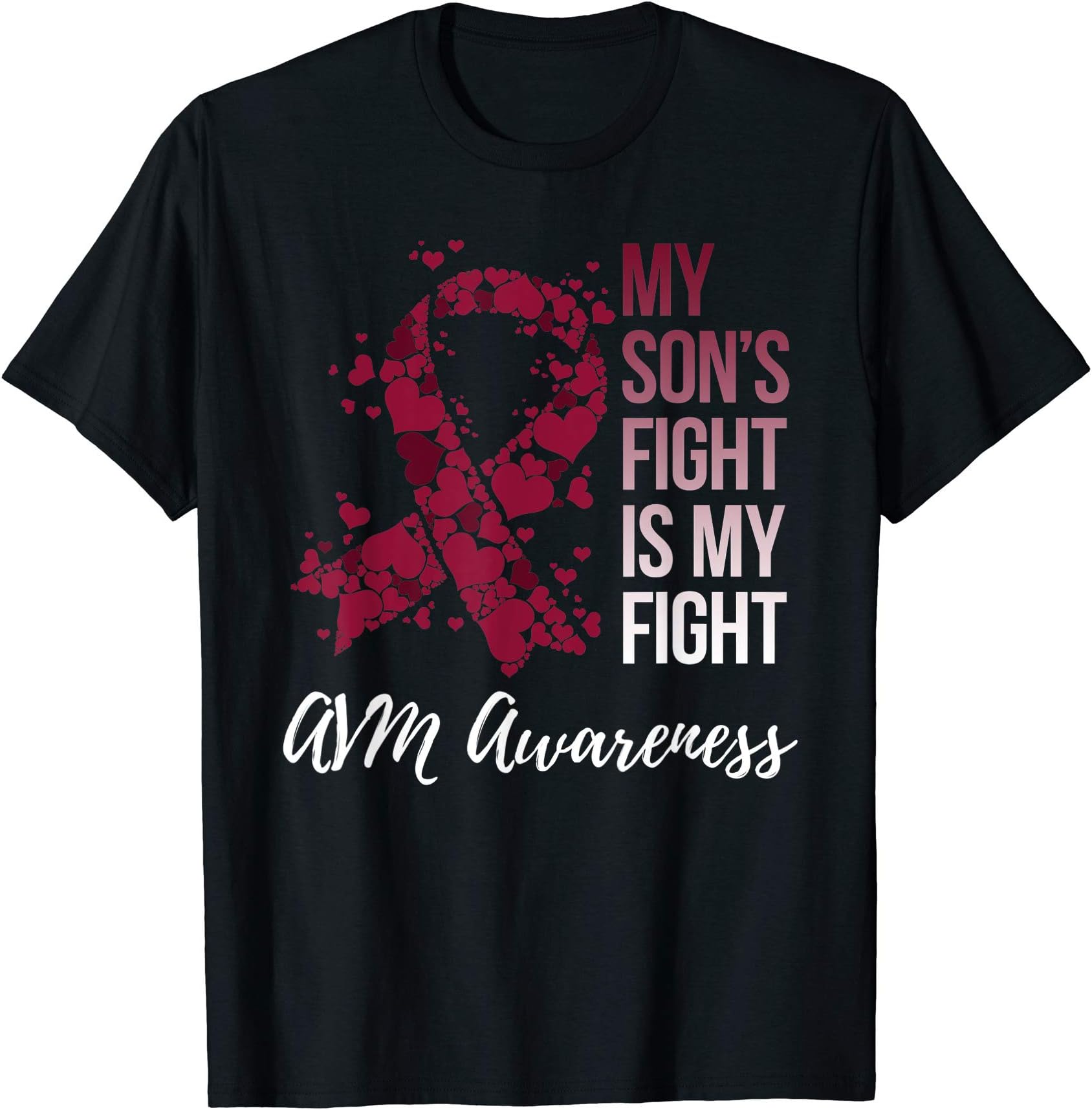 AVM Awareness Ribbon TeesMy Son’s Fight Arteriovenous Malformation AVM Awareness T-ShirtOEKO-TEX STANDARD 100