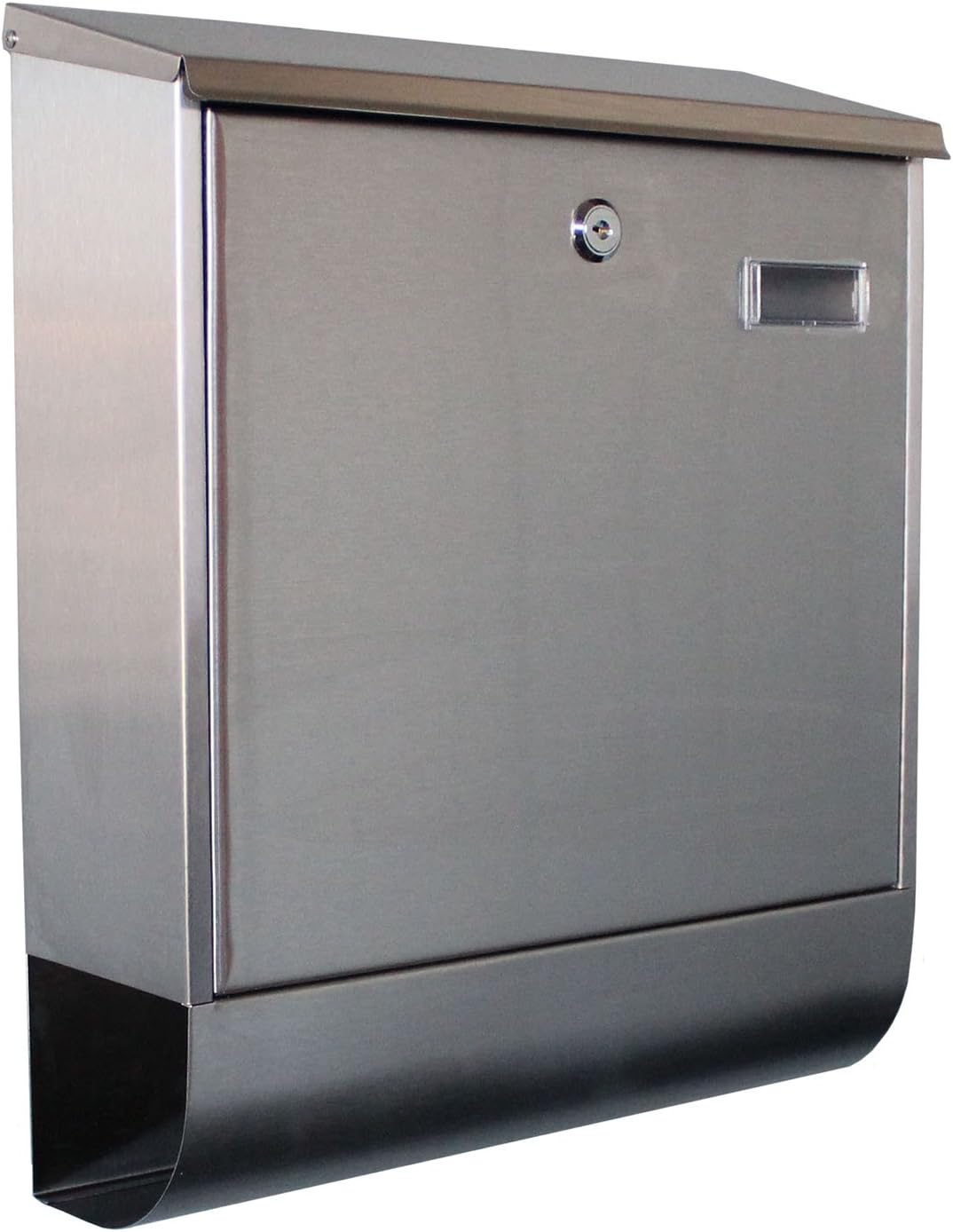 Modern Wall Mount Mailbox with Lock - Water Proof Post Box Stainless Steel Letterbox with Retrieval Door & Newspaper Roll