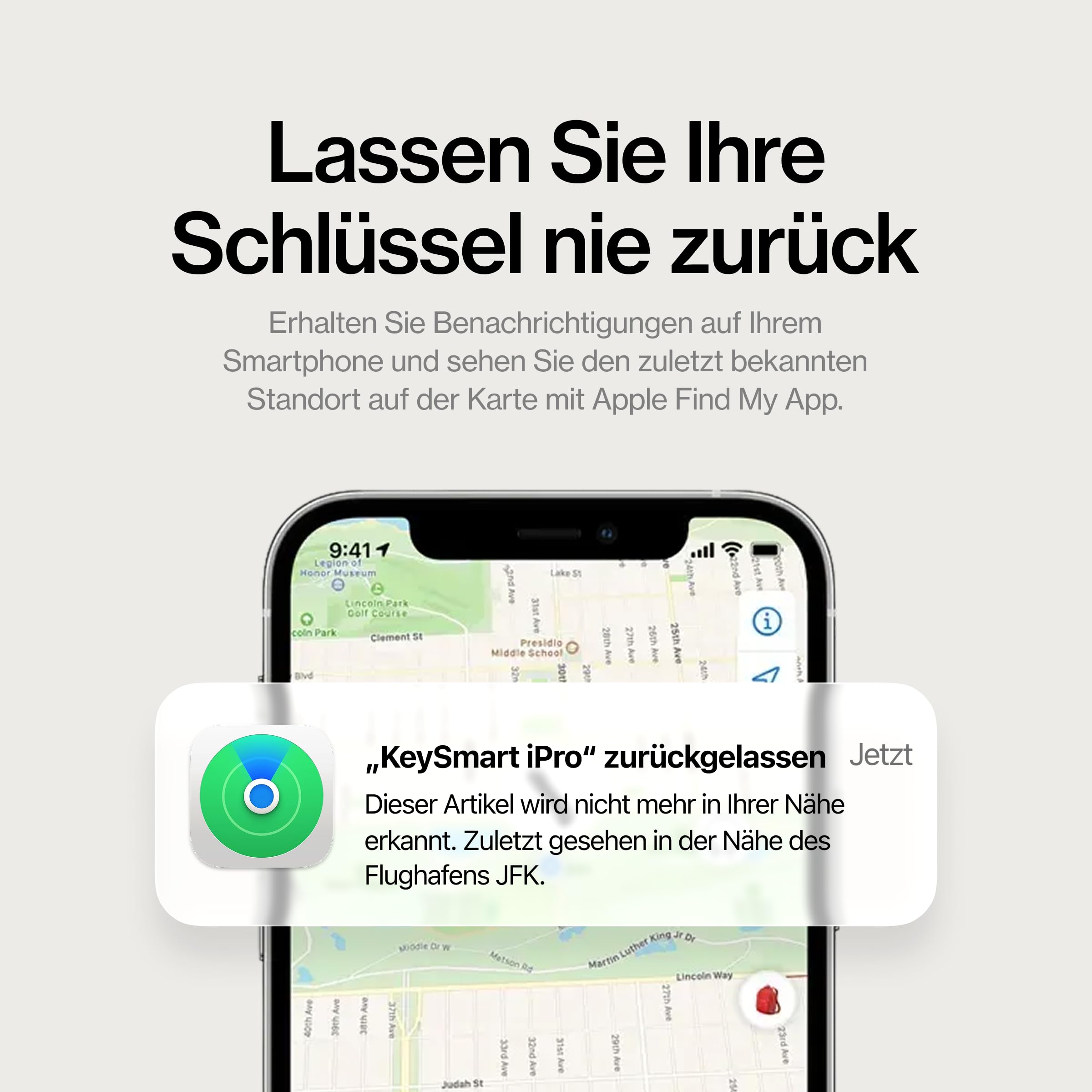 KeySmart iPro (Gen 2) – Schlüsselfinder mit Ton, Schlüsselhalter & Organizer, kompatibel mit Apple „Wo ist?“, kompakt & ordentlich, Tech-Geschenk für Männer,bis 14 Schlüssel, Schwarz