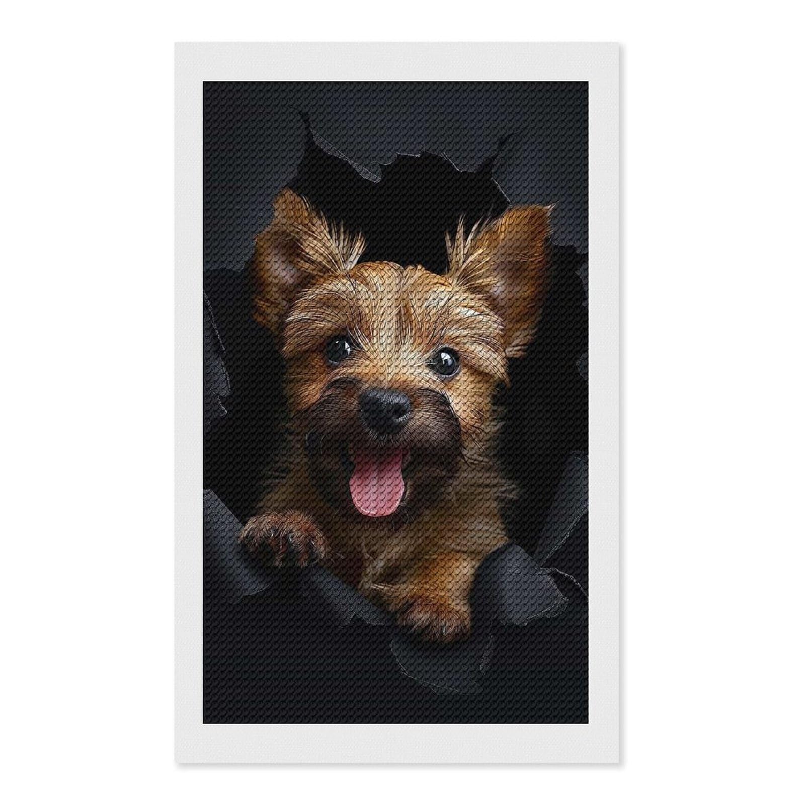 Junmoney Norwich Terrier DIY Diamond Art Canvas Kit 12"x20", Christmas Gift, for Family Craft Time, Leisure Activity, Home Wall Art
