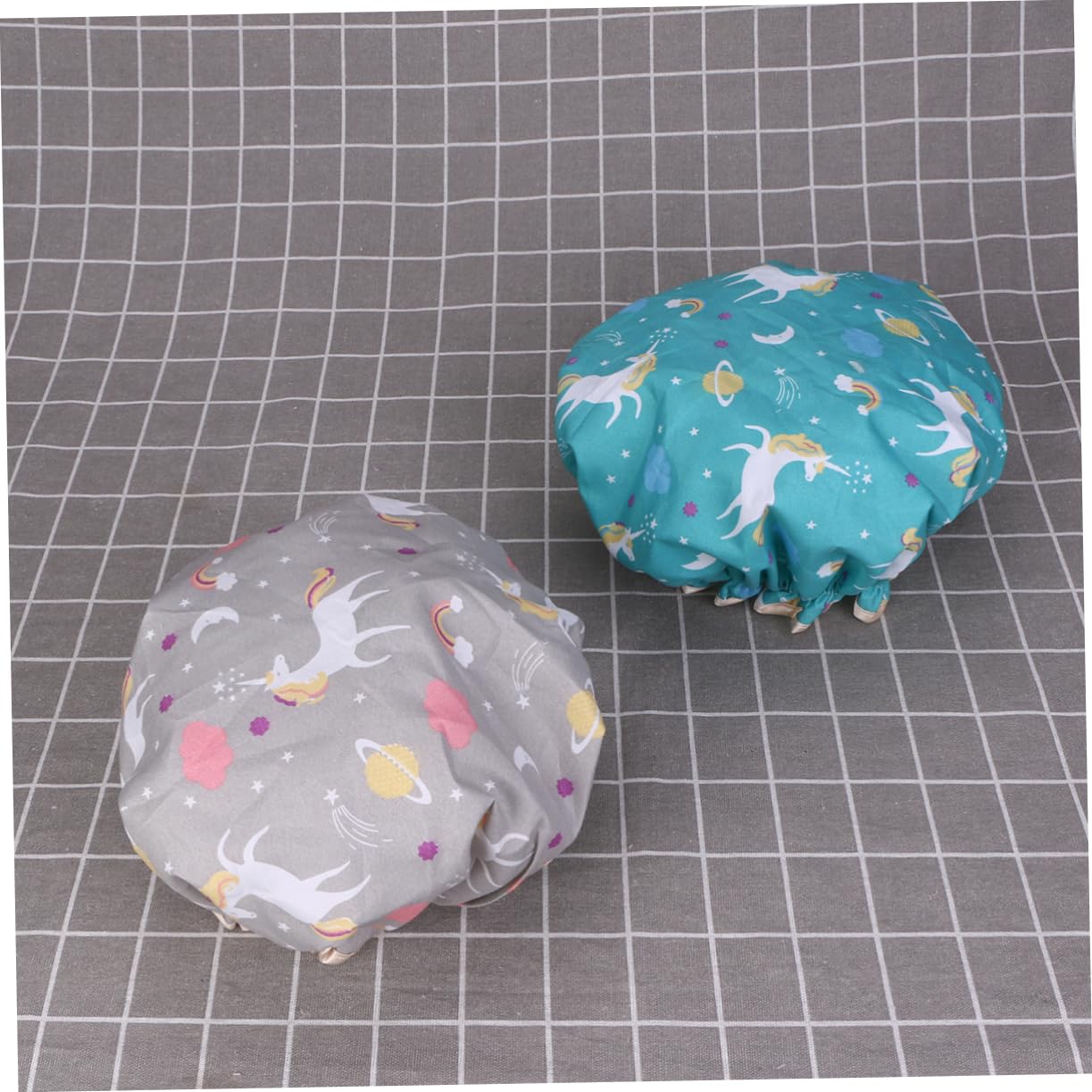 ABOOFAN 12stücke Doppellagige Wasserdichte Duschhaube Mit Einhorn- Elastisch Für Damen Duschen Spa Make-up Und Gesichtsreinigung Farben Grün Schwarz