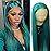 BTWTRY Emerald Green Synthetic Lace Front Wig - Long Straight Teal Green Lace Front Synthetic Wig - Pre Plucked Natural Hairline - Glueless Heat Resistant Fiber Hair Wig for Fashion Women