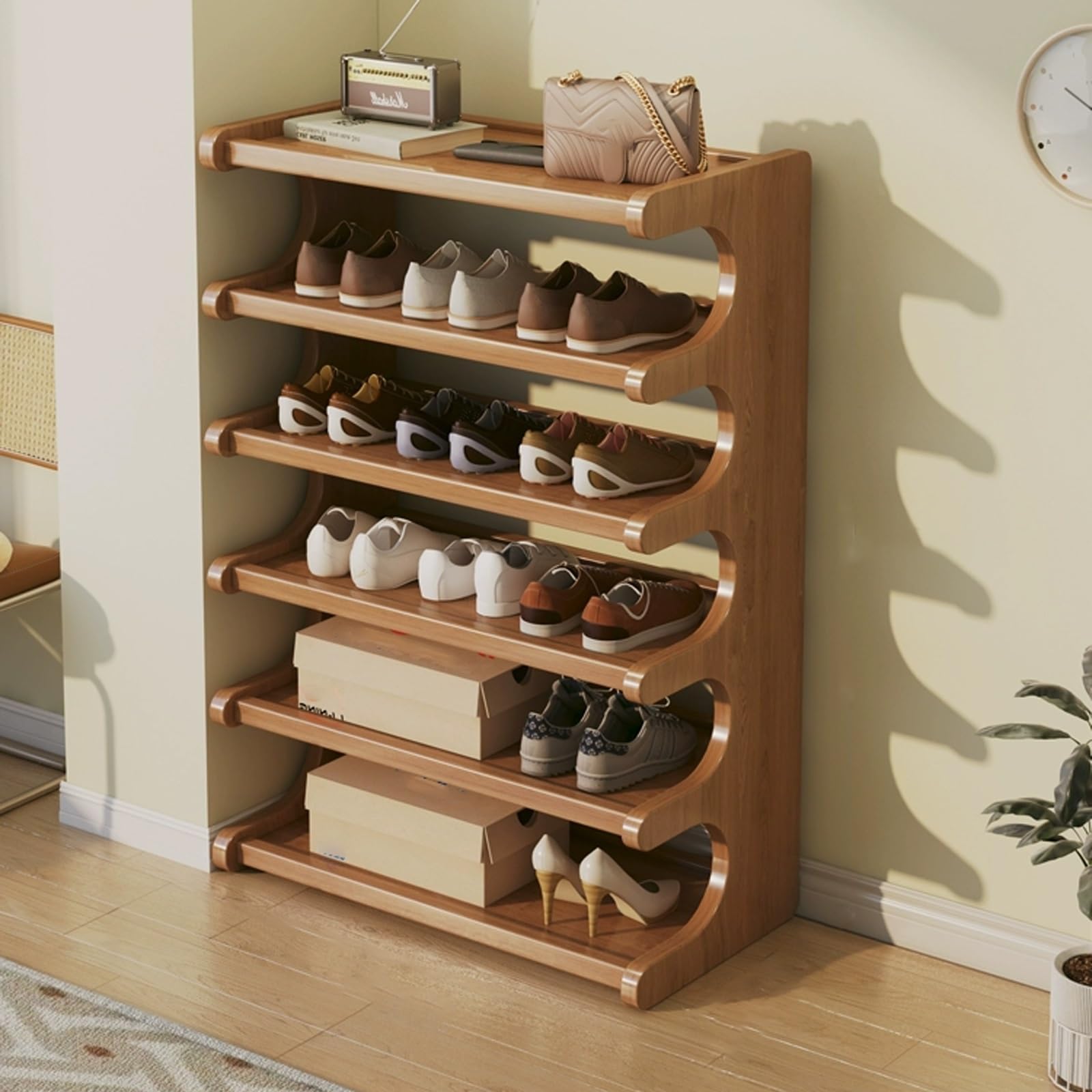 Scumlovy Narrow Tall Shoe Rack Space Saving for Smals Multifunctal Entryway & Closet Shelf Ideal Corners Doors Perfect nizat