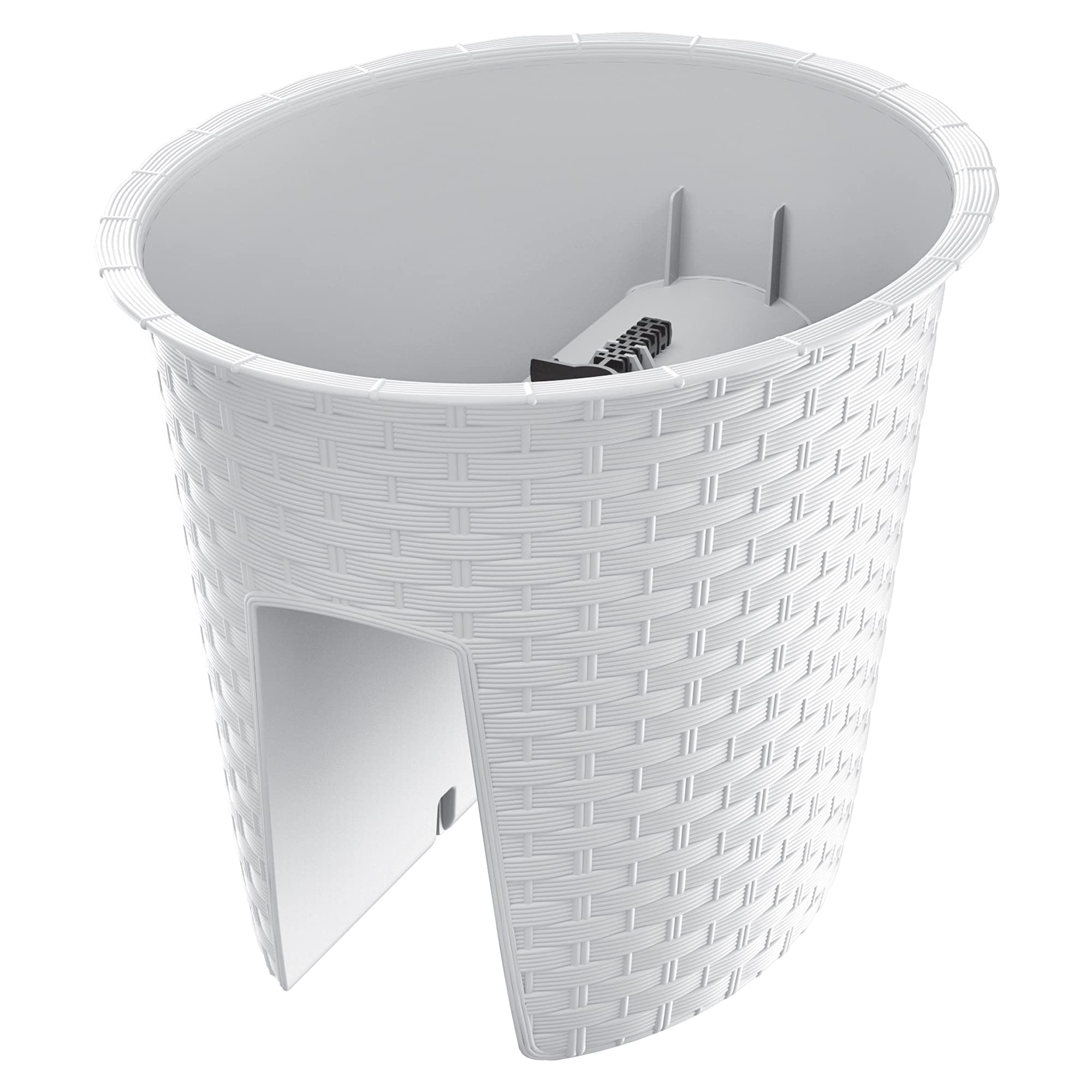 Urbnliving White Plastic Rattan Garden Flower Bridge Planter Fence Railing Balcony Herb Plant Pot (Oval 300Mm, )