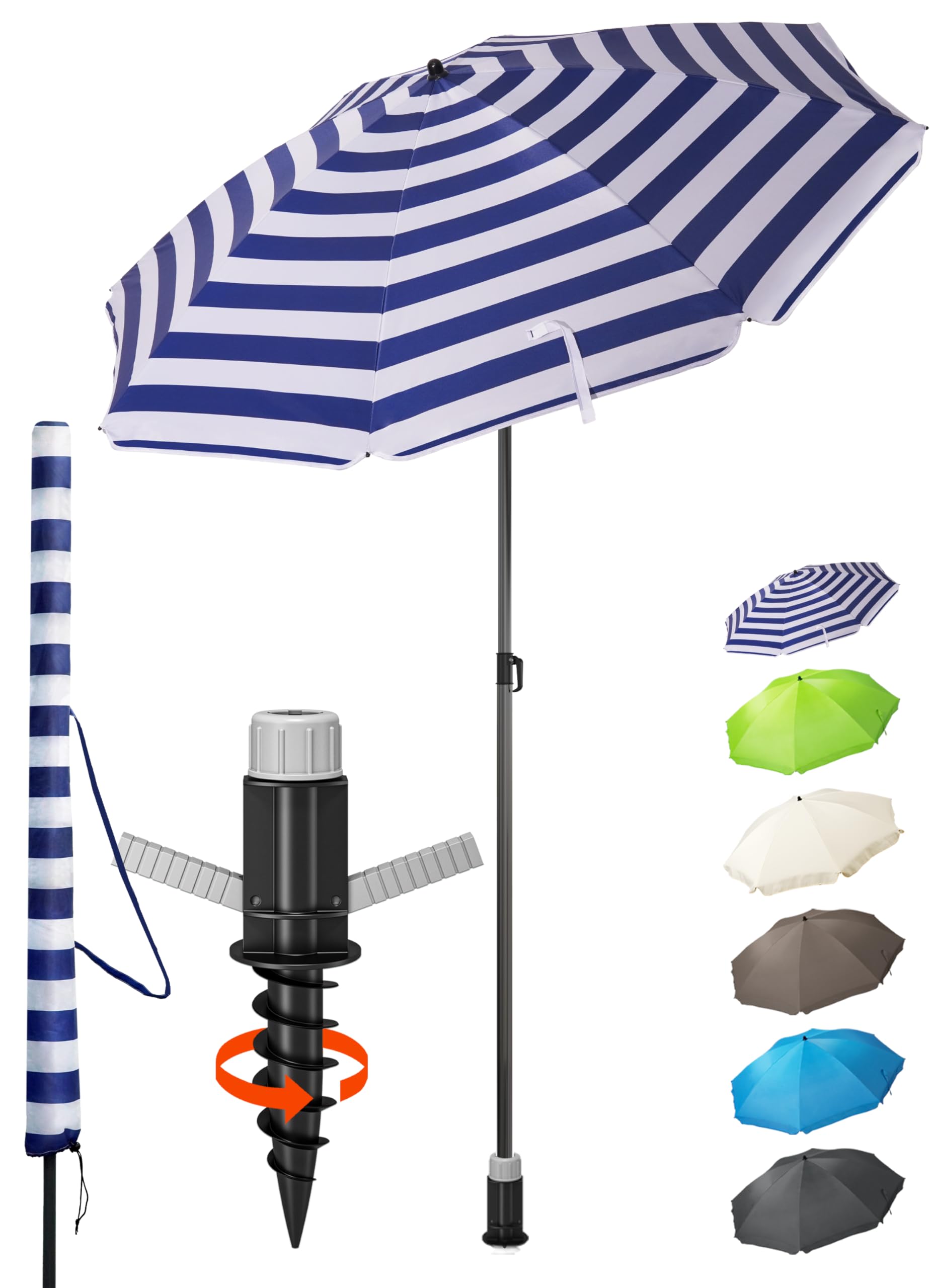 Menz Sonnenschirm Balkon + Sonnenschirmhülle - UV50+ Strandschirm 180 cm, Balkonschirm mit Knickfunktion, Gartenschirm, Sonnenschirm Strand