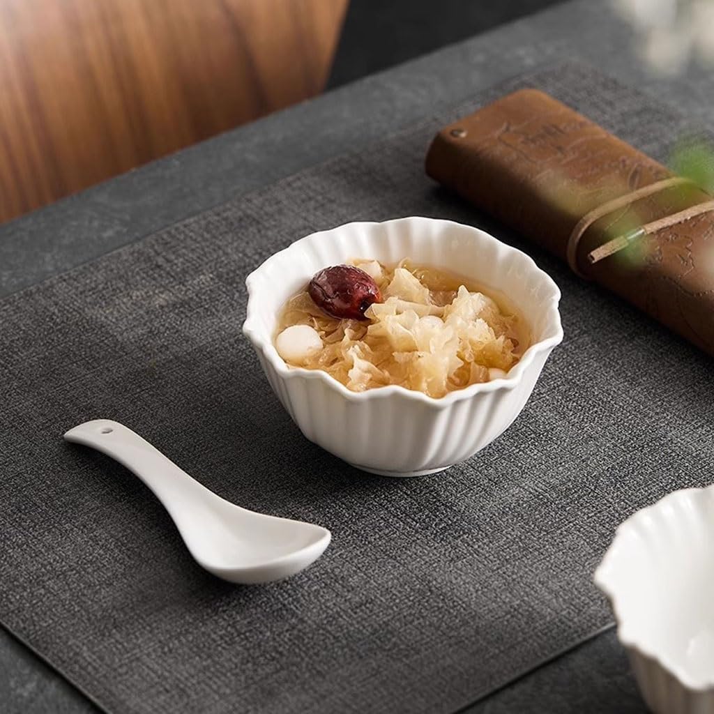 Salatschüsseln Weiße Blumenförmige Suppenschüssel Aus Keramik, Dessertschüssel For Zu Hause, Snackschüssel, Premium-Salatschüssel Abendessenschalen