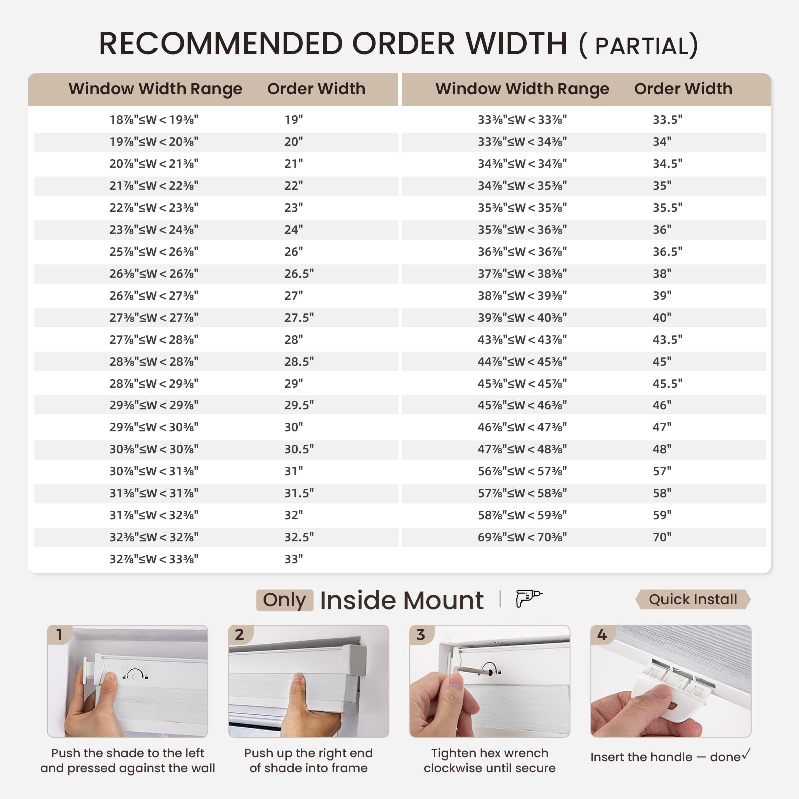 Grandekor Estores Celulares Inalámbricos Sin Herramientas Sin Taladro, 89 cm An x 163 cm Al, Estores Opacas de Panal para Ventanas Interiores, Protección UV, Privacidad Sin Taladro para Hogar, Puerta