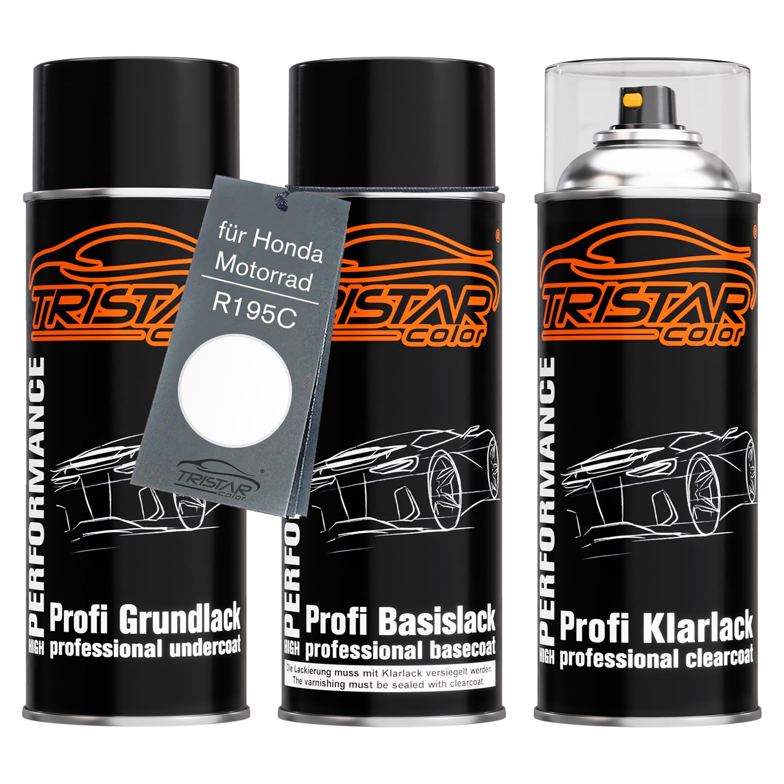 TRISTARcolor Motorcycle paint Spray can set for Honda Motorrad R195C Candy Blazing Red under + base coat clear coat spray can 400ml