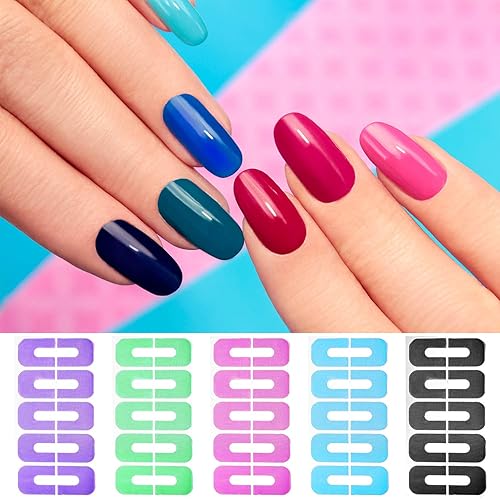 Miniatura 7 de Outus 150 unidades de esmalte de uñas en forma de U, protectores de uñas a prueba de derrames, calcomanías de uñas despegables para bricolaje de uñas