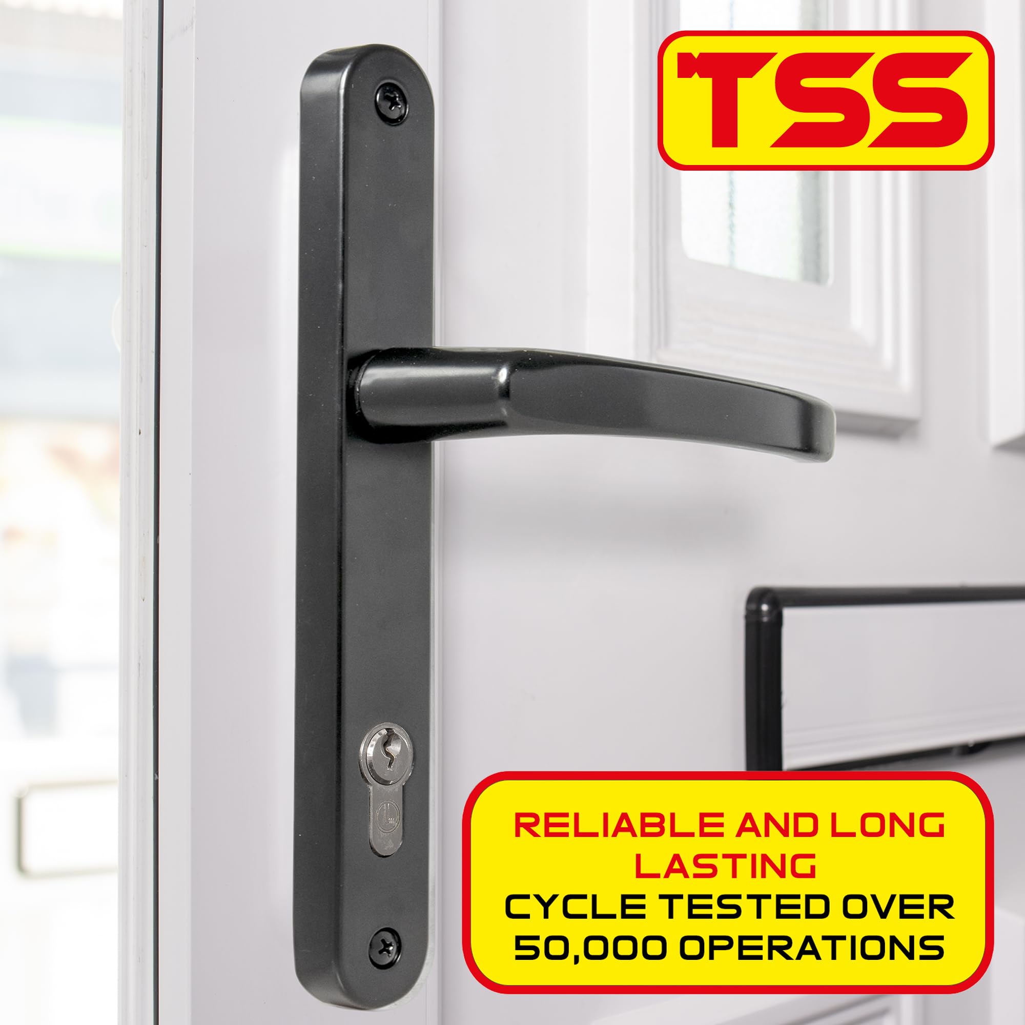 TSS UPVC Door Handle Set in Anthracite Grey, 92mm PZ (Centres), Lever/Lever, Screw to Screw 215mm with Backplate 246mm x 32mm - Image 3