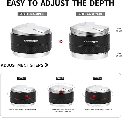Miniatura 4 de Distribuidor y manipulador de café de 2.126 in, nivelador de café de doble cabezal para portafiltros Breville de 2.126 in, manipulador profesional