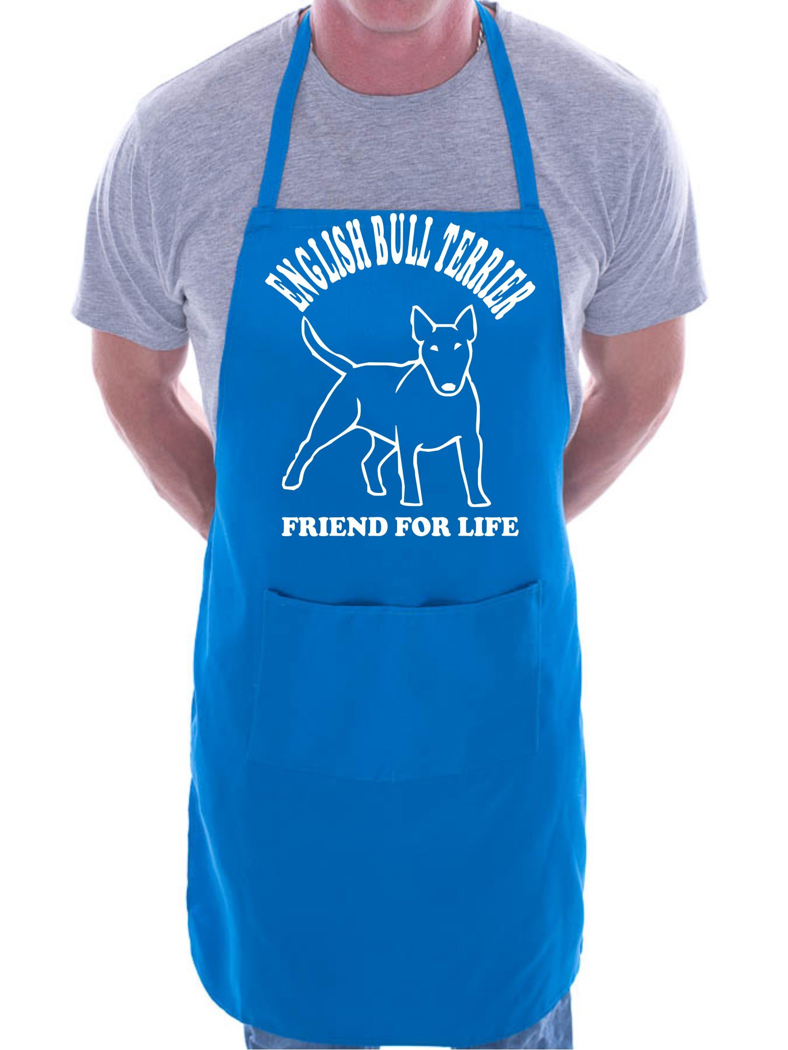 Print4U English Bull Terrier Dog BBQ Cooking Funny Novelty Apron Blue