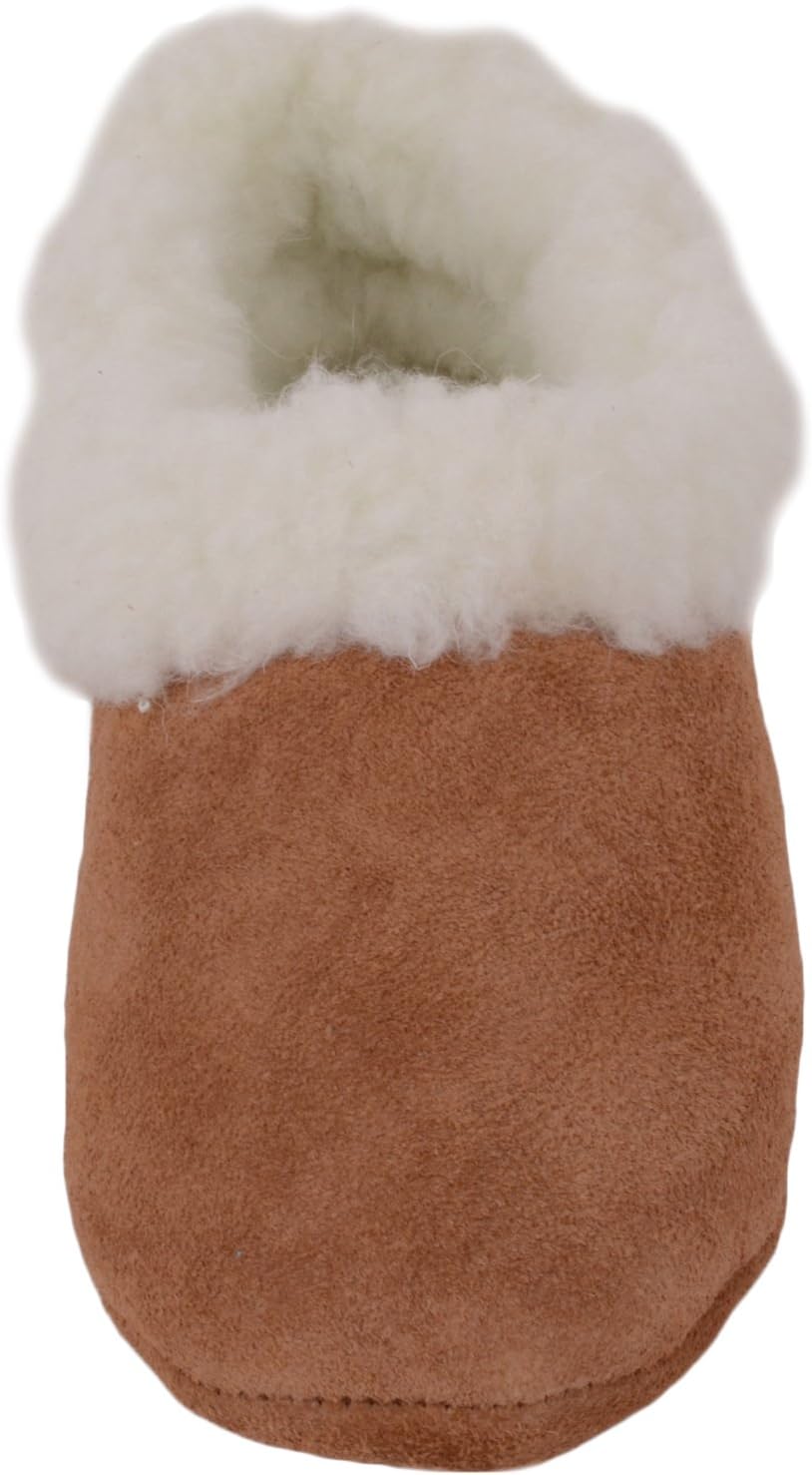 SNUGRUGS Womens Luxury Lambswool Suede Low-Top Slipper with Wool Cuff and Suede Sole