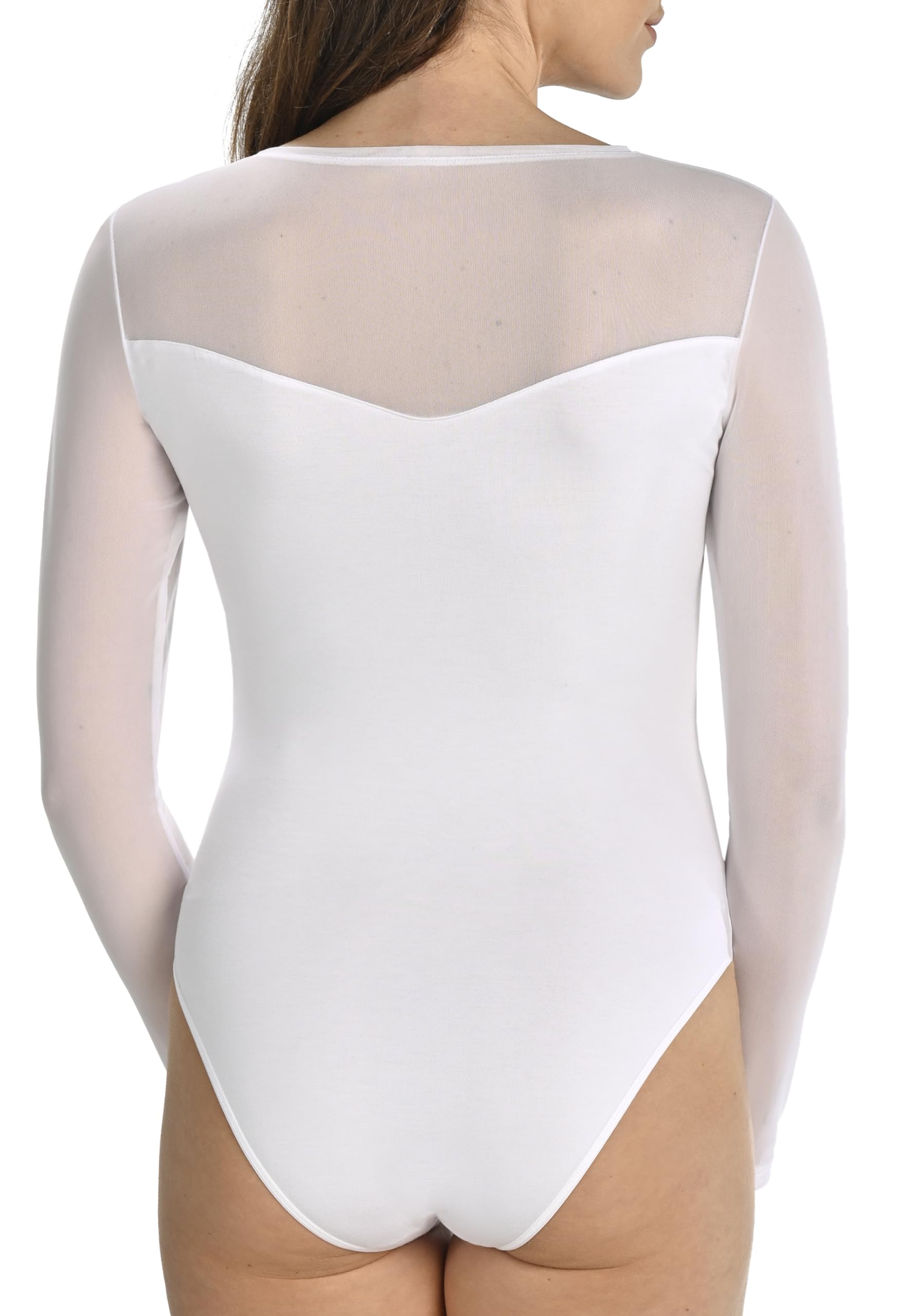 Teyli – Body manches longues avec insert en résille, confectionné en maille extensible pour un ajustement parfait et une silhouette mise en valeur.