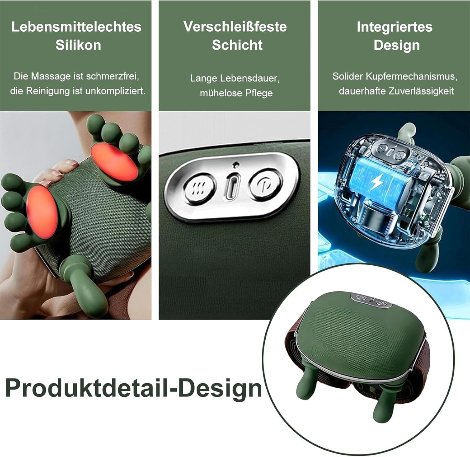Massagegerät, 4D Nackenmassagegerät mit Wärme, Elektrische Rückenmassagegerät 3 Modi & 2 Heizstufen, Tragbares Schultermassagegerät Neck Massager für Zuhause Büro Reise