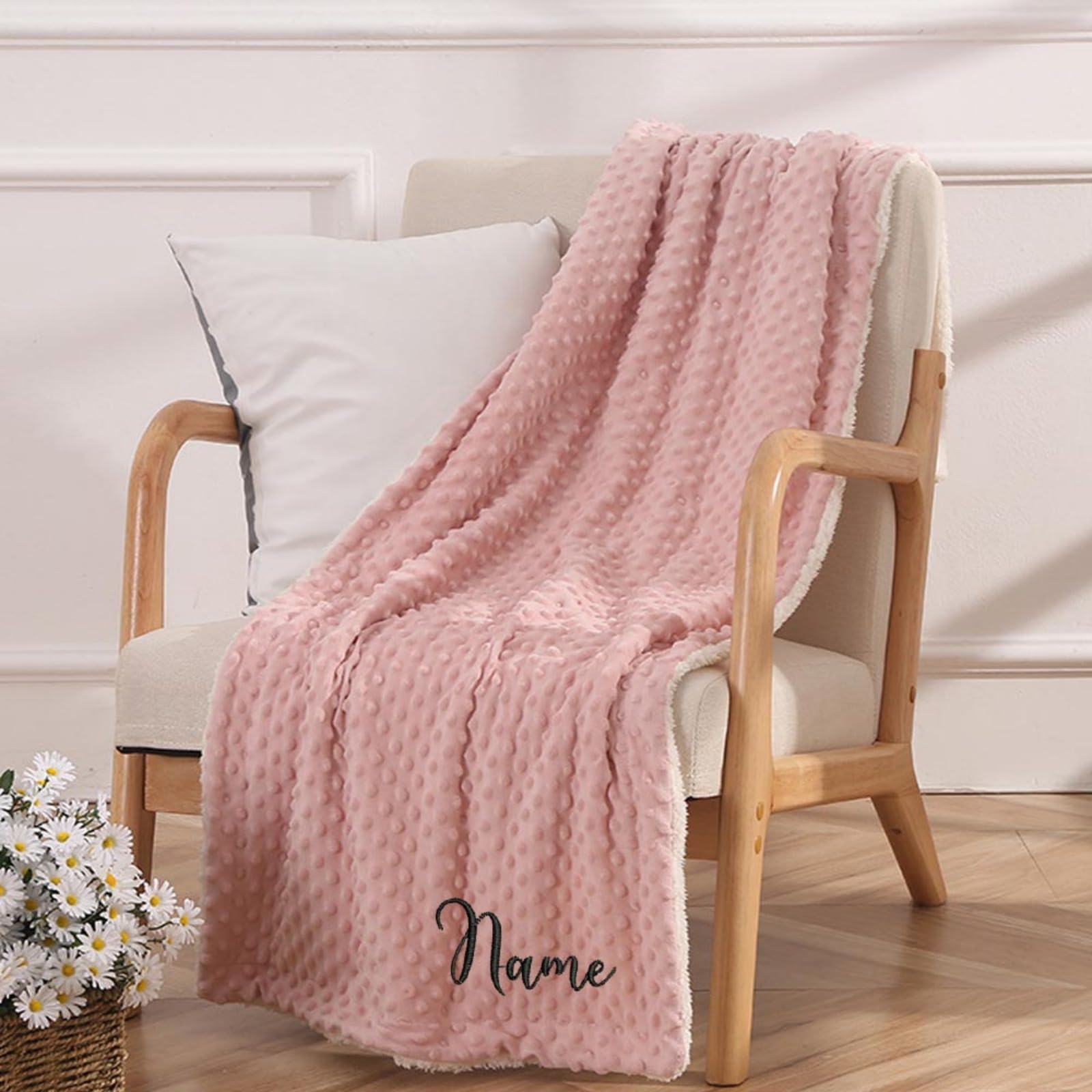 WOMB Manta bordada para bebé con nombre personalizado, manta de bebé personalizada manta de bebé personalizada para niñas y niños (D,150 x 200 cm)
