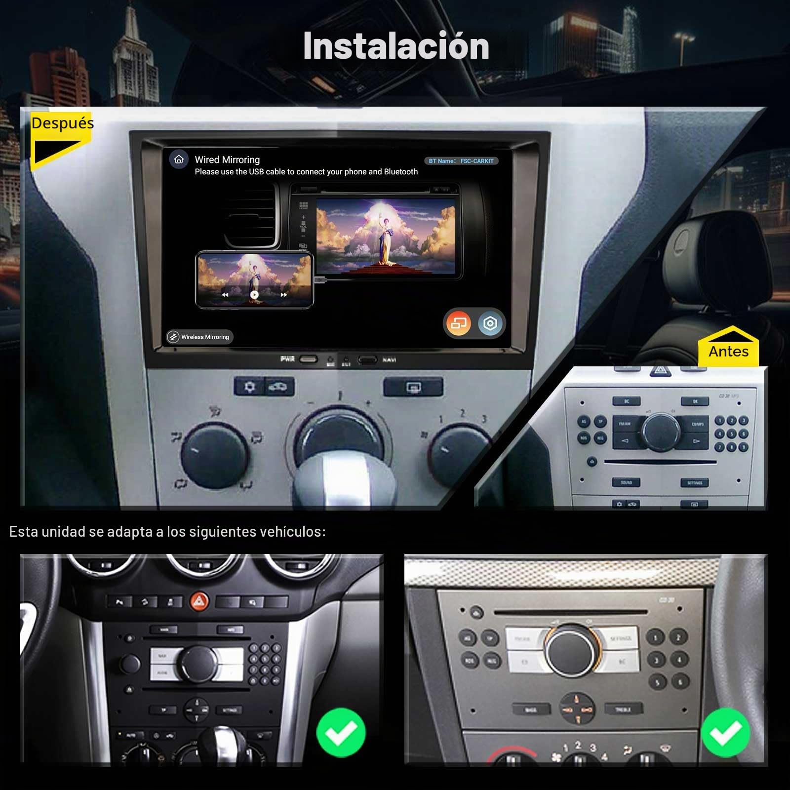 Erisin 8" Qualcomm 8-Core 8GB+128GB Android 14 Radio Coche Bluetooth GPS Navegador para Opel Antara Astra H Corsa C/D Meriva Signum Vivaro Zafira CarPlay Android Auto Dab+ WiFi 4G USB DSP SWC Canbus