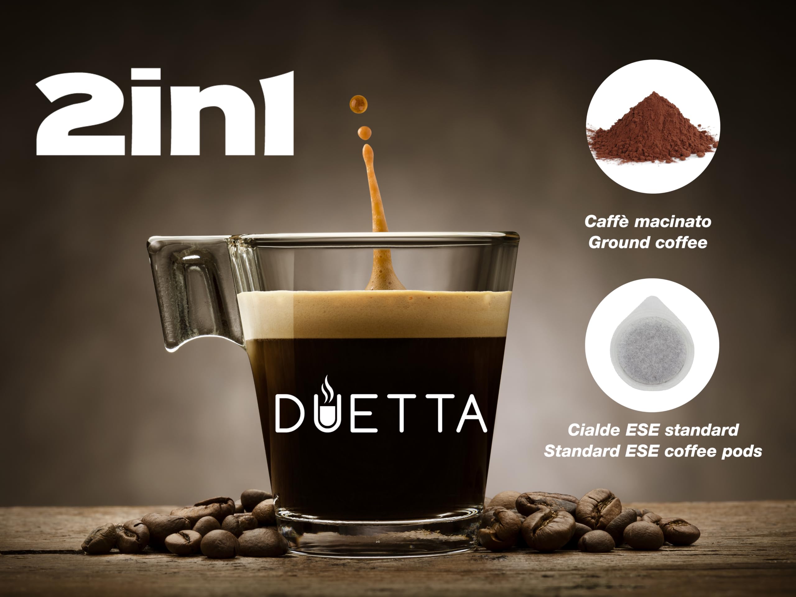 BEPER P101CAF100 Duetta Espresso-Kaffeemaschine, 1100W, 15 bar, Schwarz