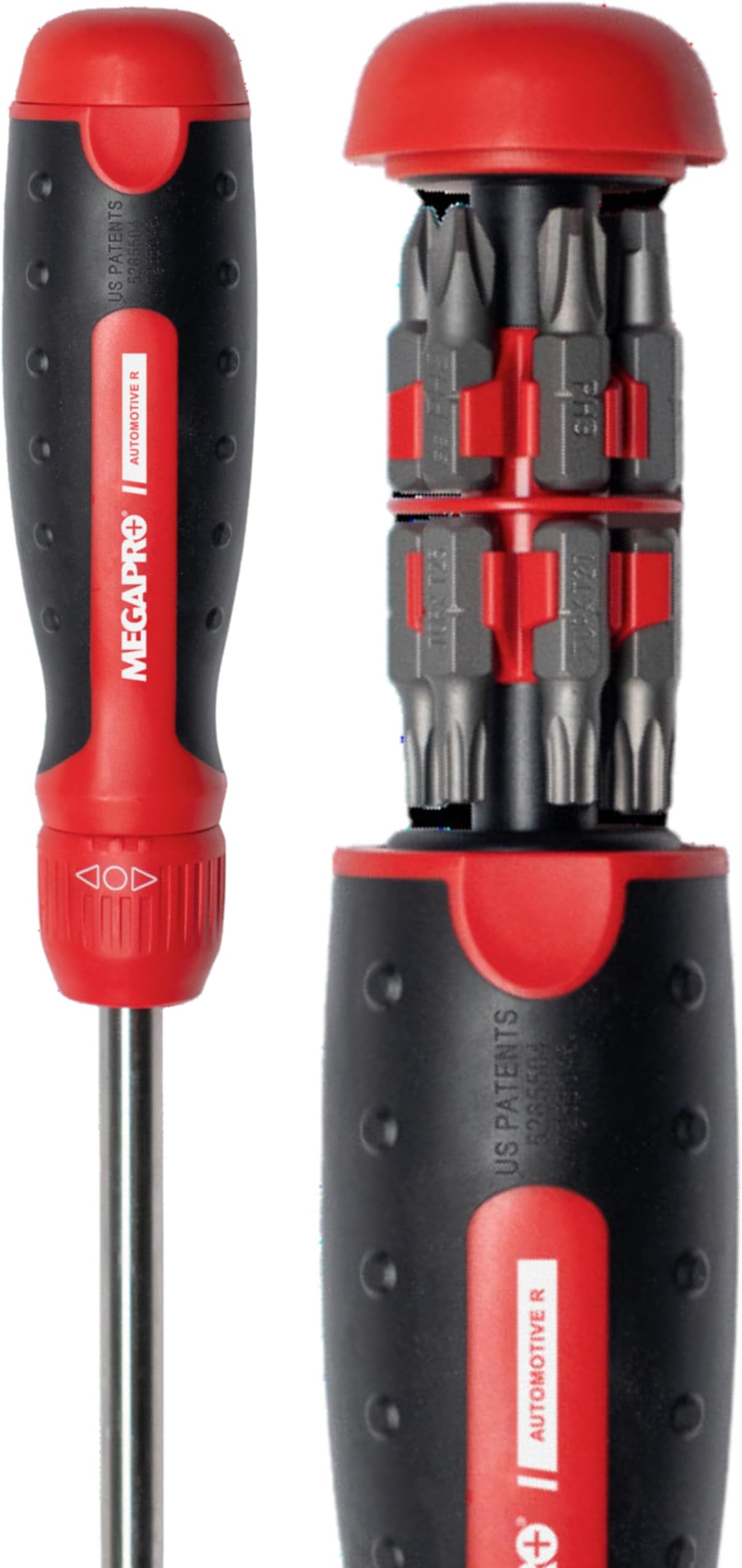 Multi Bit Ratcheting Screwdriver Set - 13 in 1 Screwdriver Bit Set w/ ¼” Hex Shaft for Phillips, Star, Flat, Square Bit - Multi Head Screwdriver Automotive Tools w/Retractable Cartridge