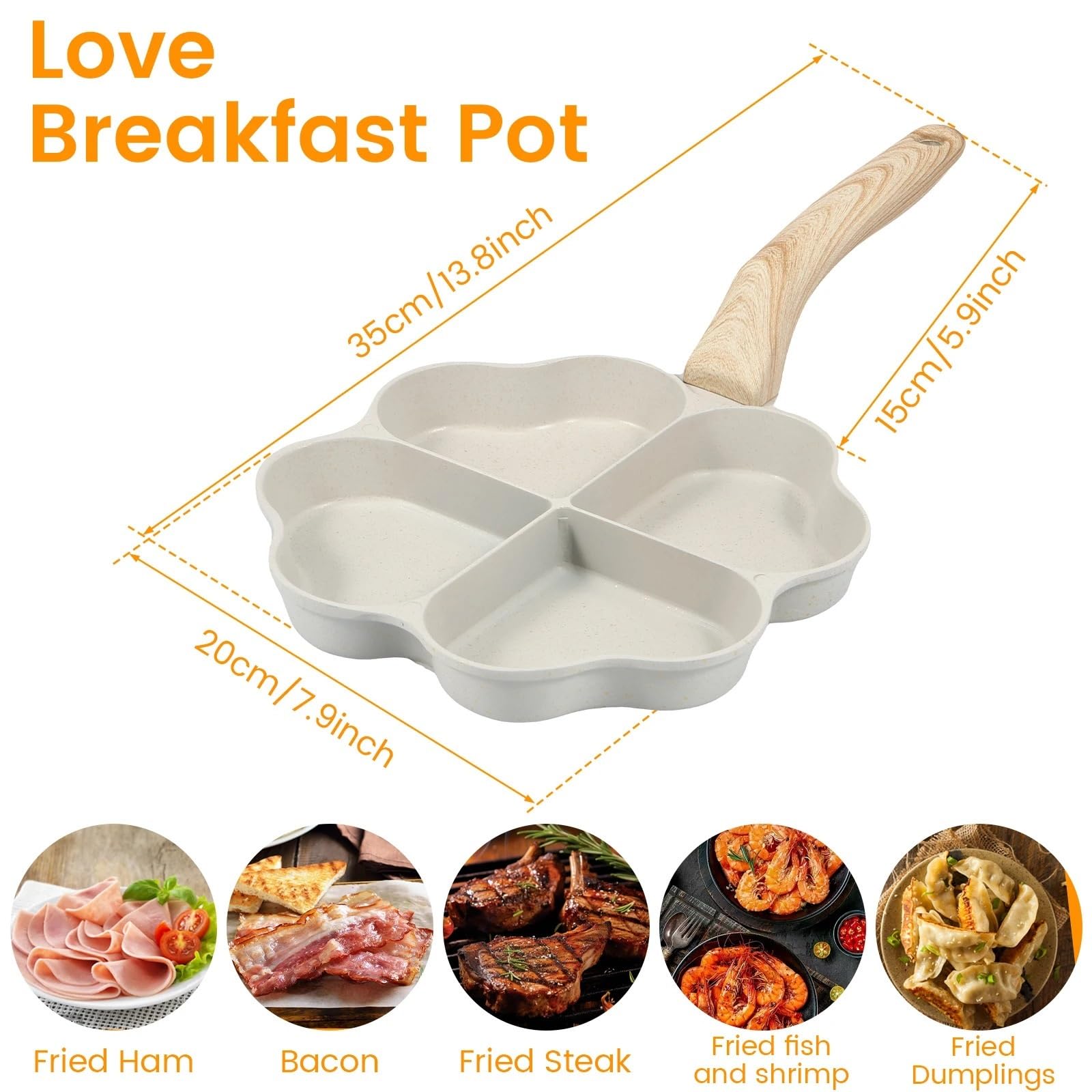Sarten Tortilla Sartén antiadherente for tortillas de 4 tazas con forma corazón y mango madera, aleación aluminio