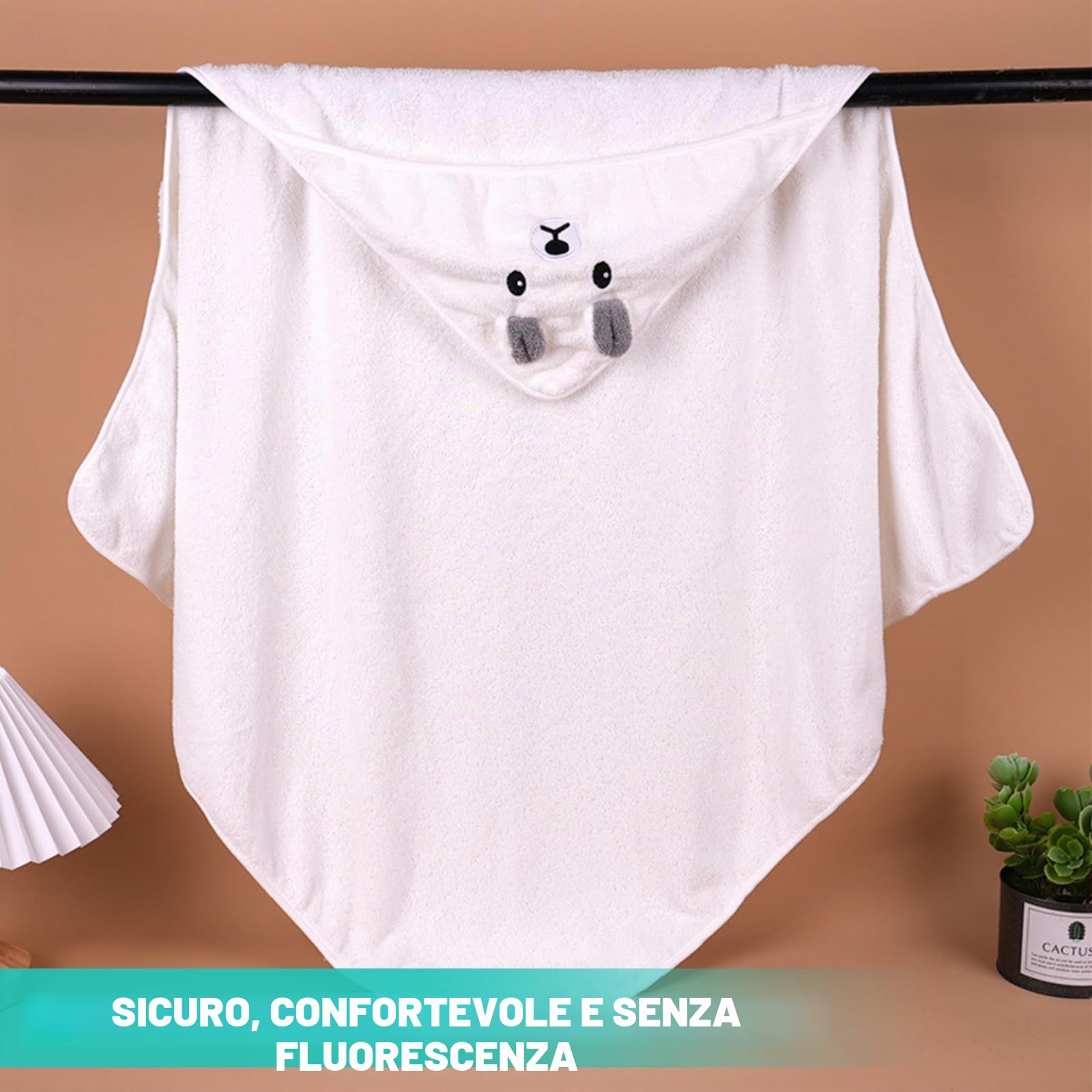 Funmo 3Pz Asciugamano con Cappuccio Set Asciugamano Neonato con Cappuccio, Accappatoio Neonato,Asciugamano Morbido e Super Assorbente per Neonati e Bambini 0-3 Anni
