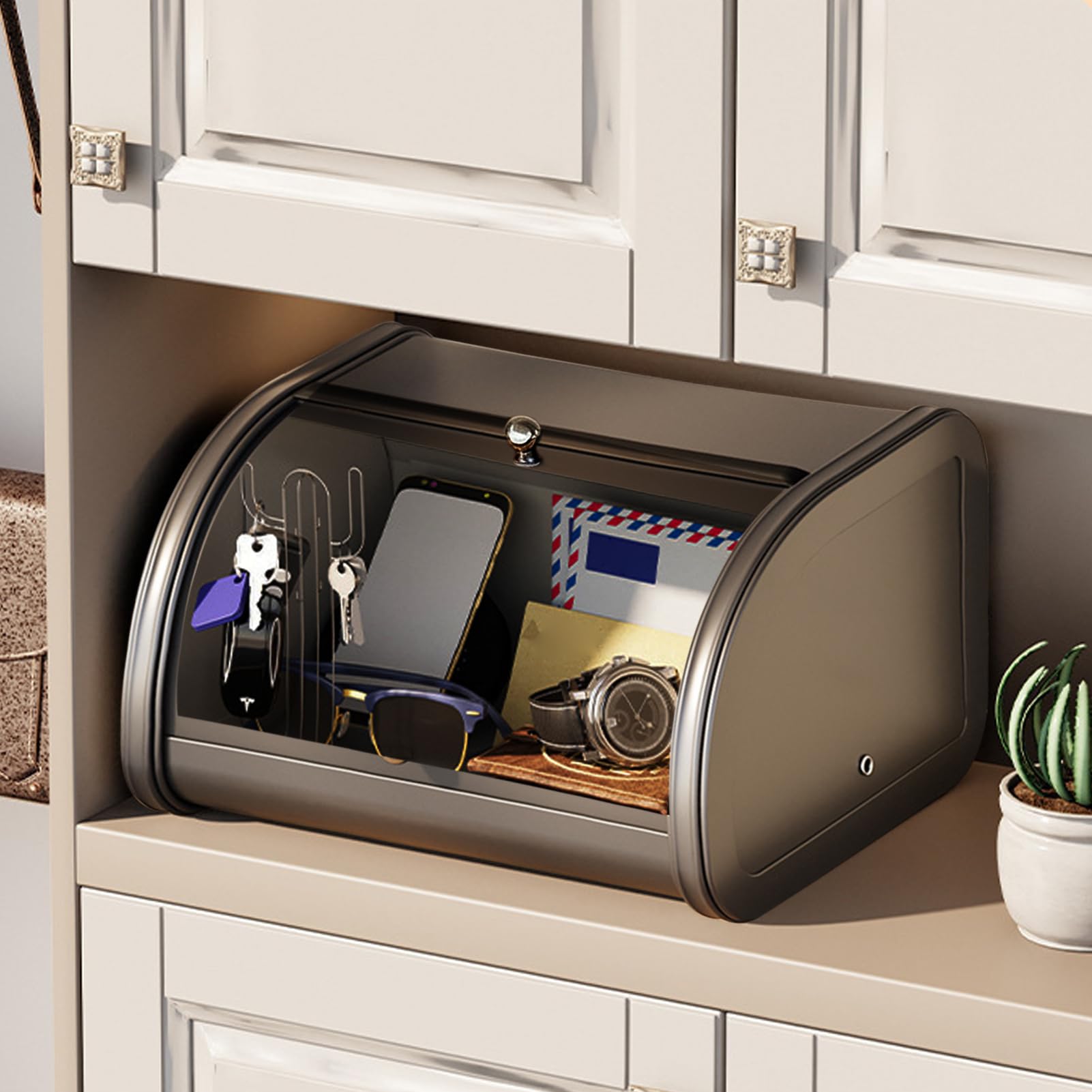 para encimera de cocina, soporte enrollable para pan fresco y artículos pequeños, magdalenas, productos de panadería y aperitivos, ideal para almacenamiento de despensa de