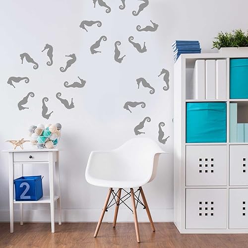 Sea Horse Decal Set - Kiss Cut Seahorse Decal by Chromantics (Grey)