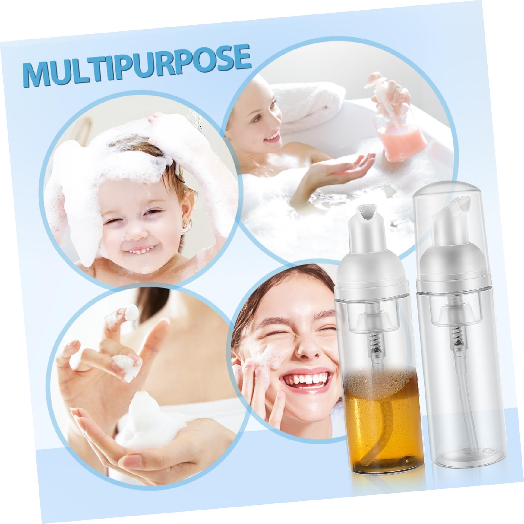 Mikikit 20 Pezzi Dispenser Sapone Schiumogeno in Plastica da 60ml Pompa Ricaricabile e Coperchio, per Viaggi in Borsa e Uso Quotidiano in Bagno